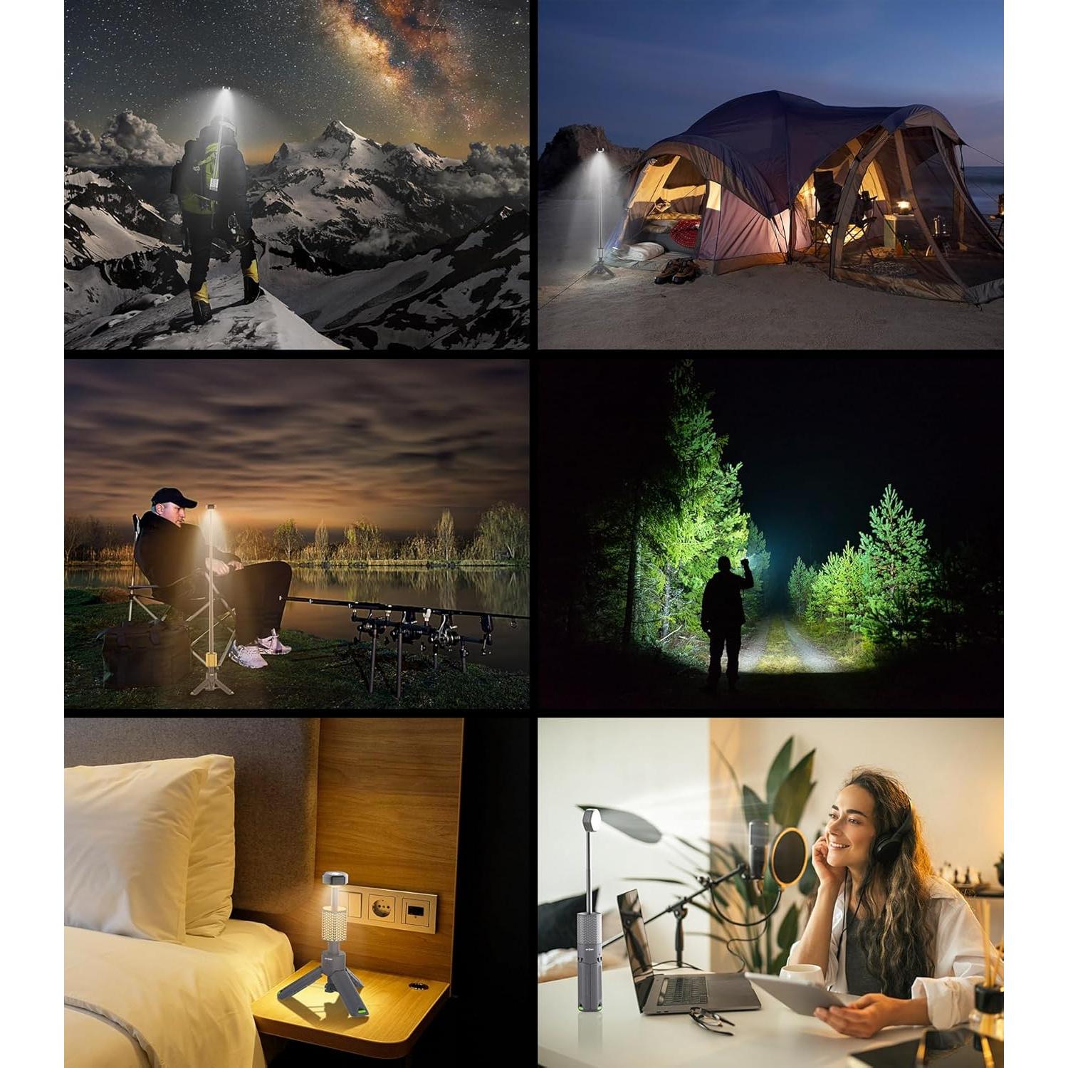 Linterna de Camping Telescópica APTMAPT 10500mAh IP67 Gris