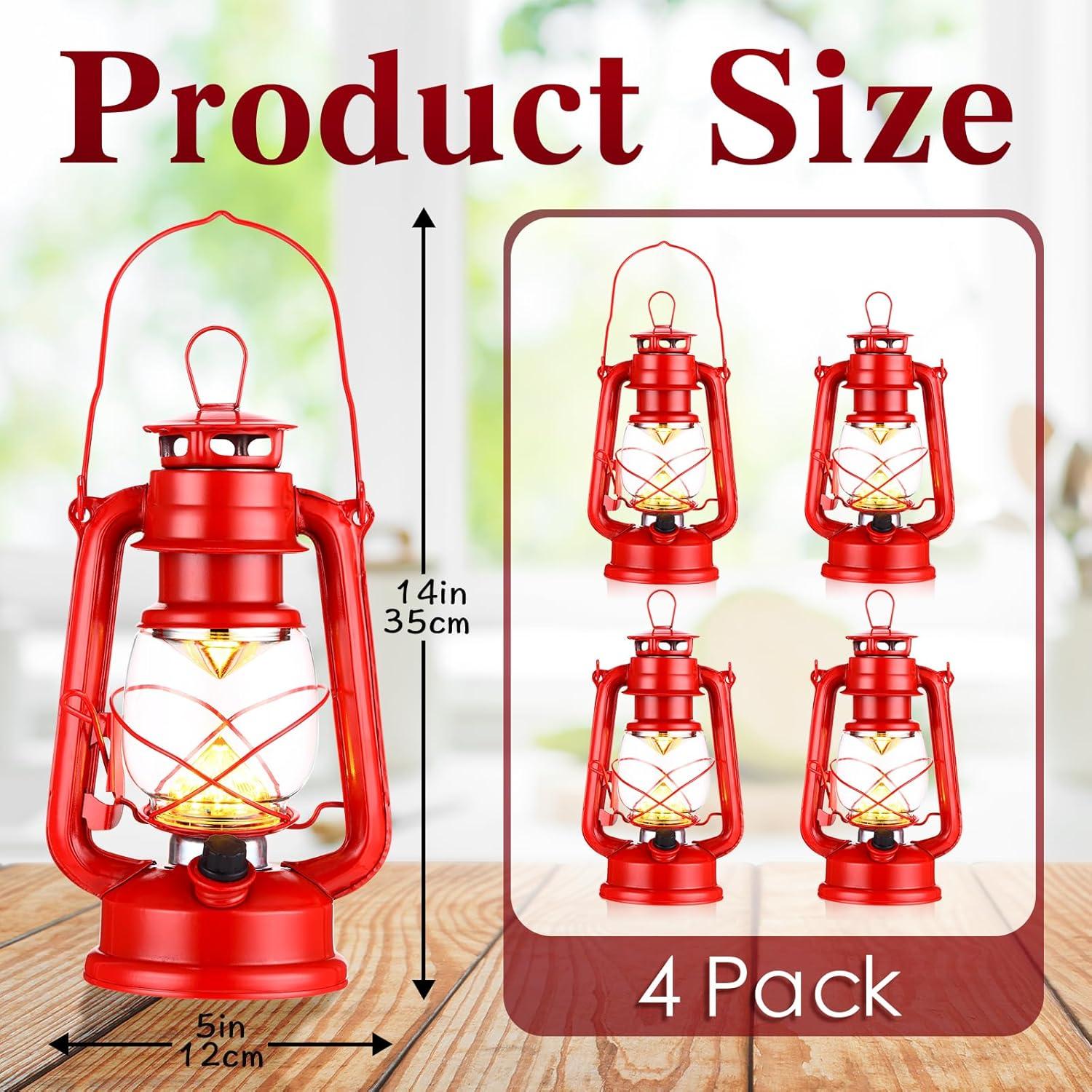 4 Faroles Vintage LED Riakrum Rojo con Regulador de Brillo