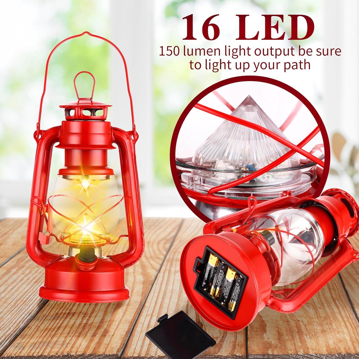 4 Faroles Vintage LED Riakrum Rojo con Regulador de Brillo