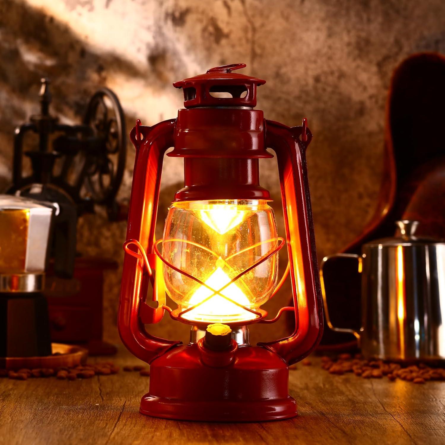 4 Faroles Vintage LED Riakrum Rojo con Regulador de Brillo