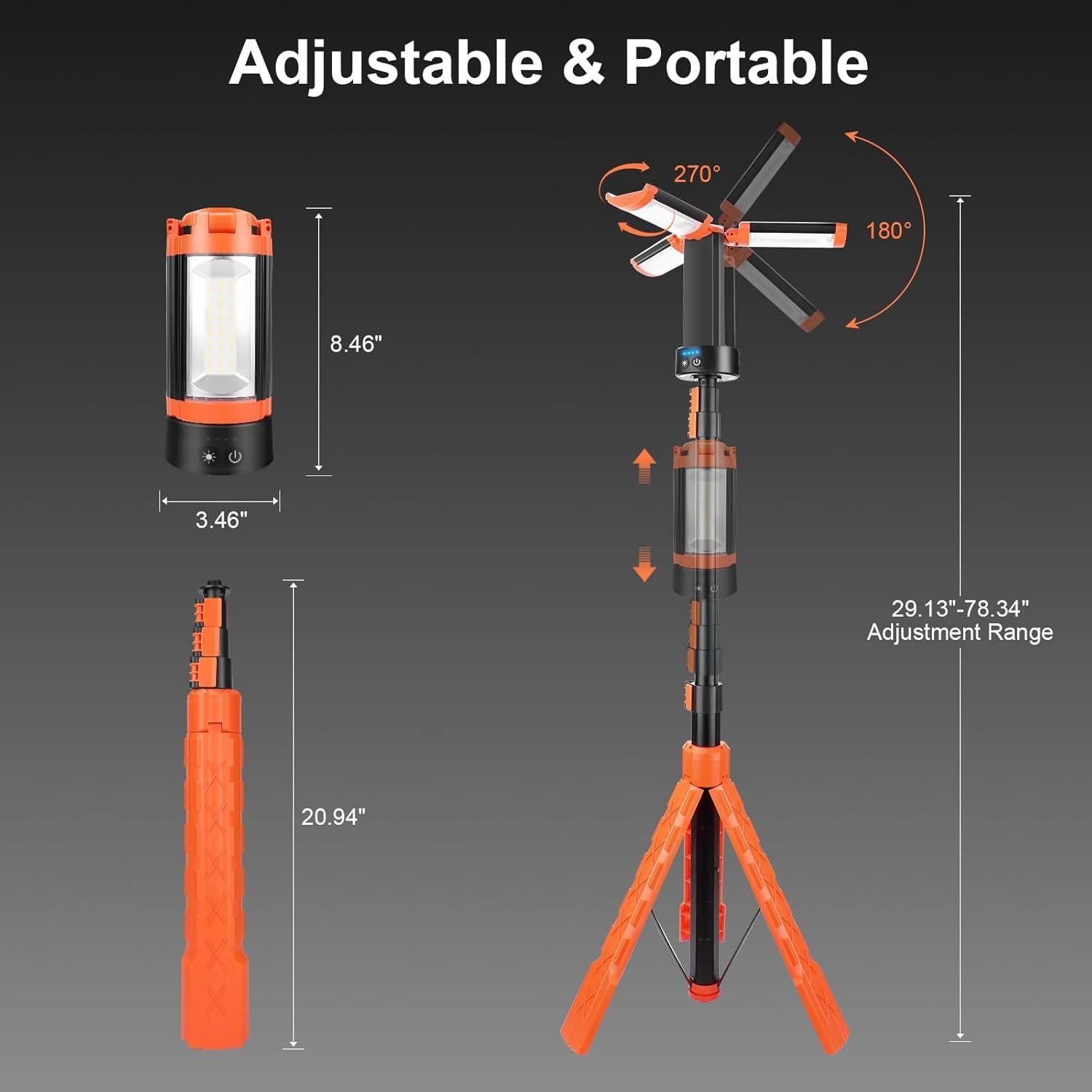 Luz de Camping Recargable Senduzll01 5000LM 100W USB-C 48H