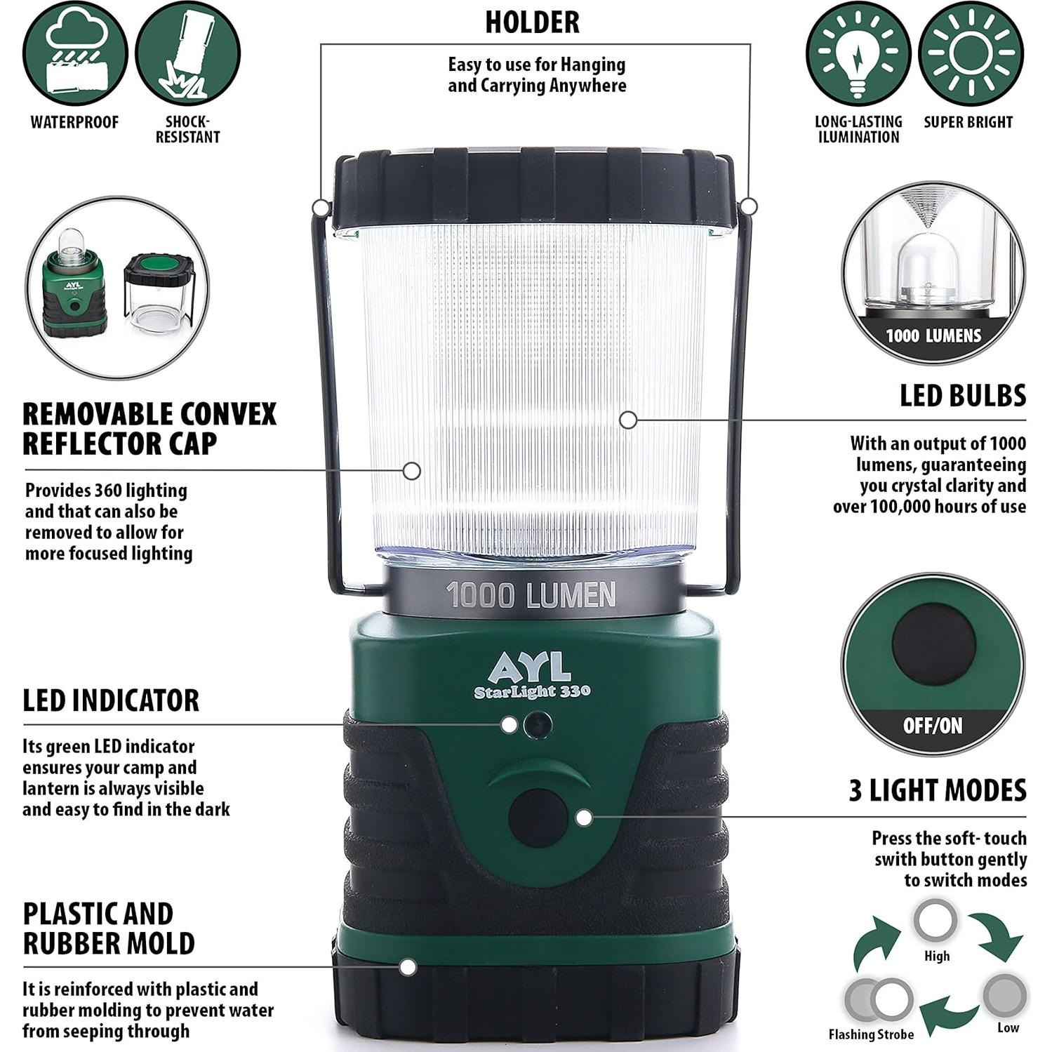 Linterna LED AYL Starlight 1000 Lúmenes Resistente al Agua