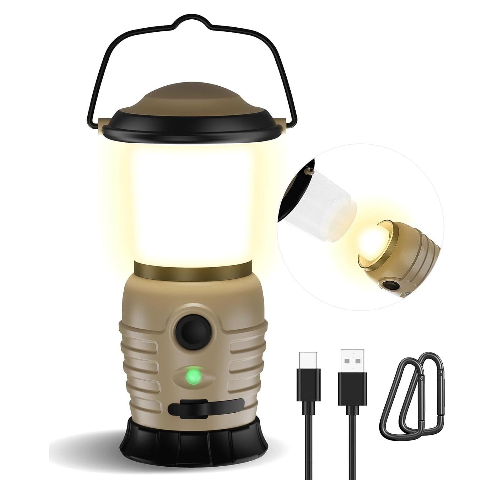 Camping Lantern Rechargeable, Portable LED Camping Lantern - Battery Tent Light with 4 Modes for Indoor Outdoor Home Emergency Light Hiking Fishing Picnicking