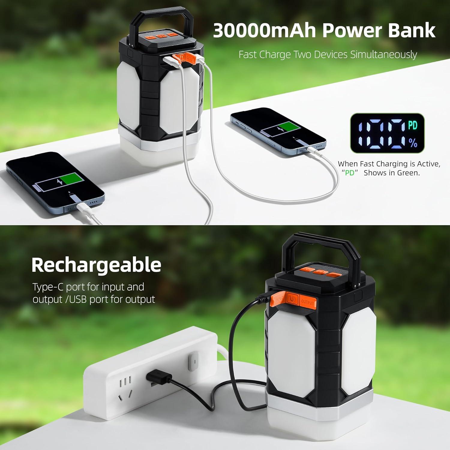 Linterna LED de Camping Sinvitron 30,000mAh 1000 Lúmenes IPX5