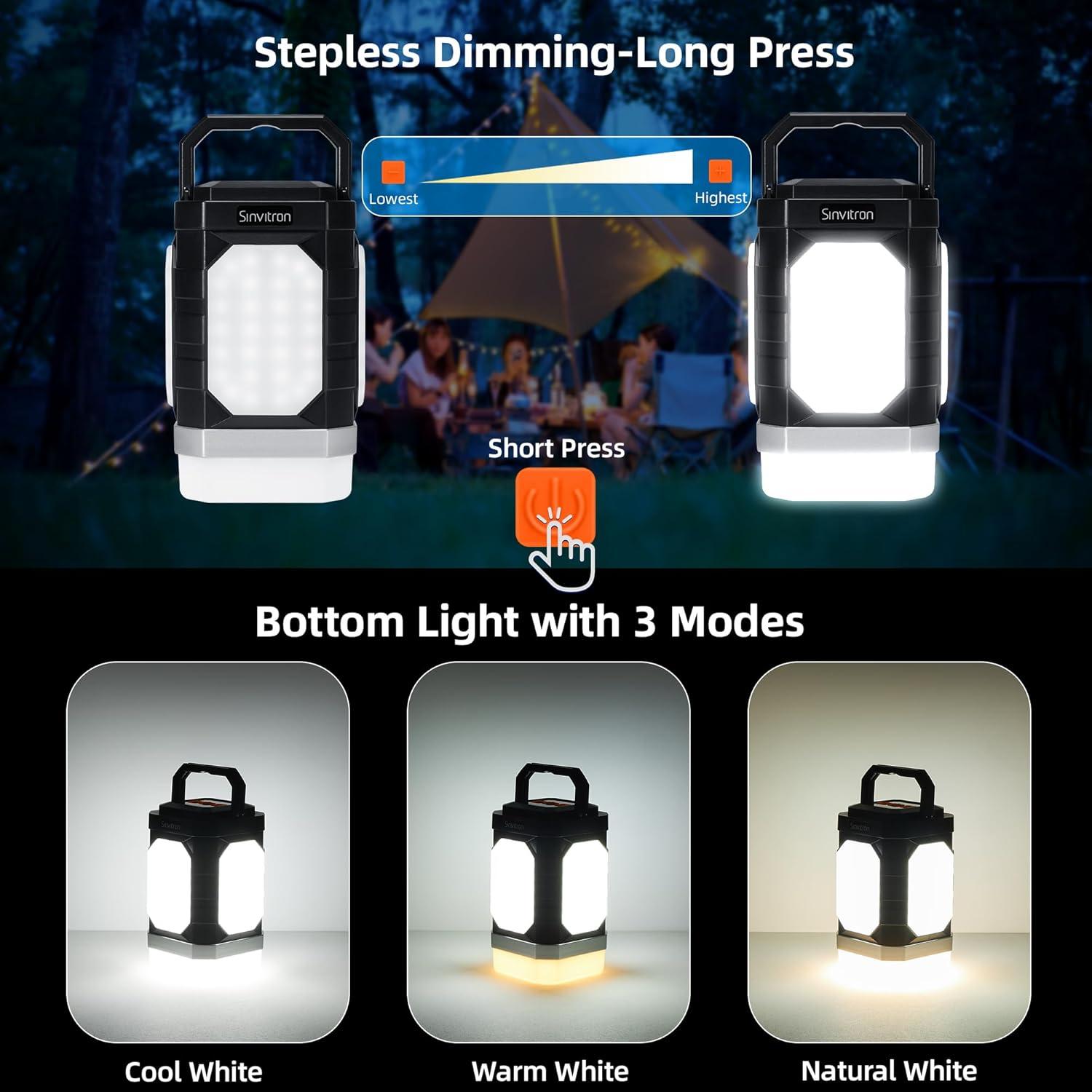 Linterna LED de Camping Sinvitron 30,000mAh 1000 Lúmenes IPX5