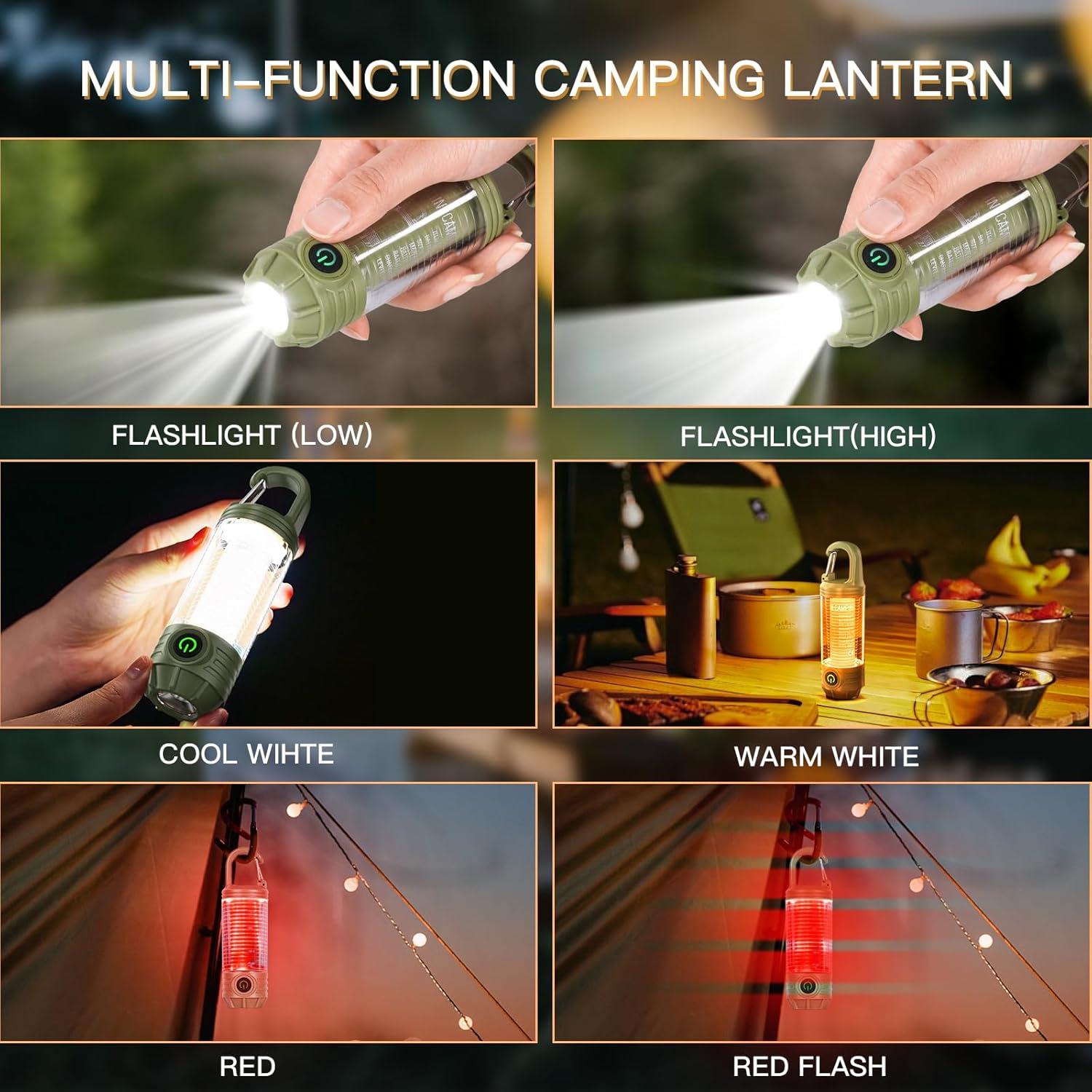 sofirn LED Camping Lantern Flashlight Rechargeable, Bright Portable Camp Light with Red Light, 6 Lighting Modes, Outdoor Tent Night Light for Hurricane, Hiking, Night Walking, Emergency