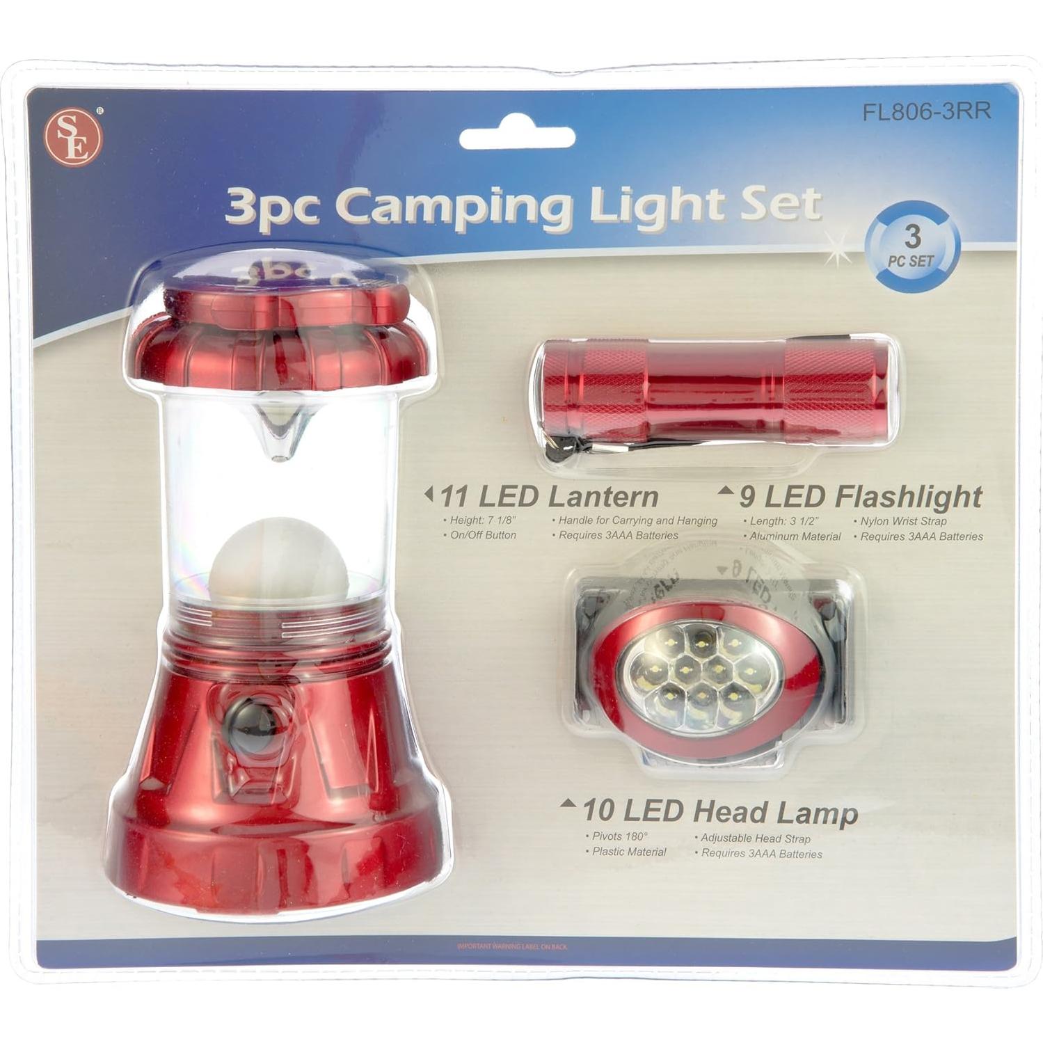 Conjunto de luces de camping SE FL806-3RR - 3 piezas LED