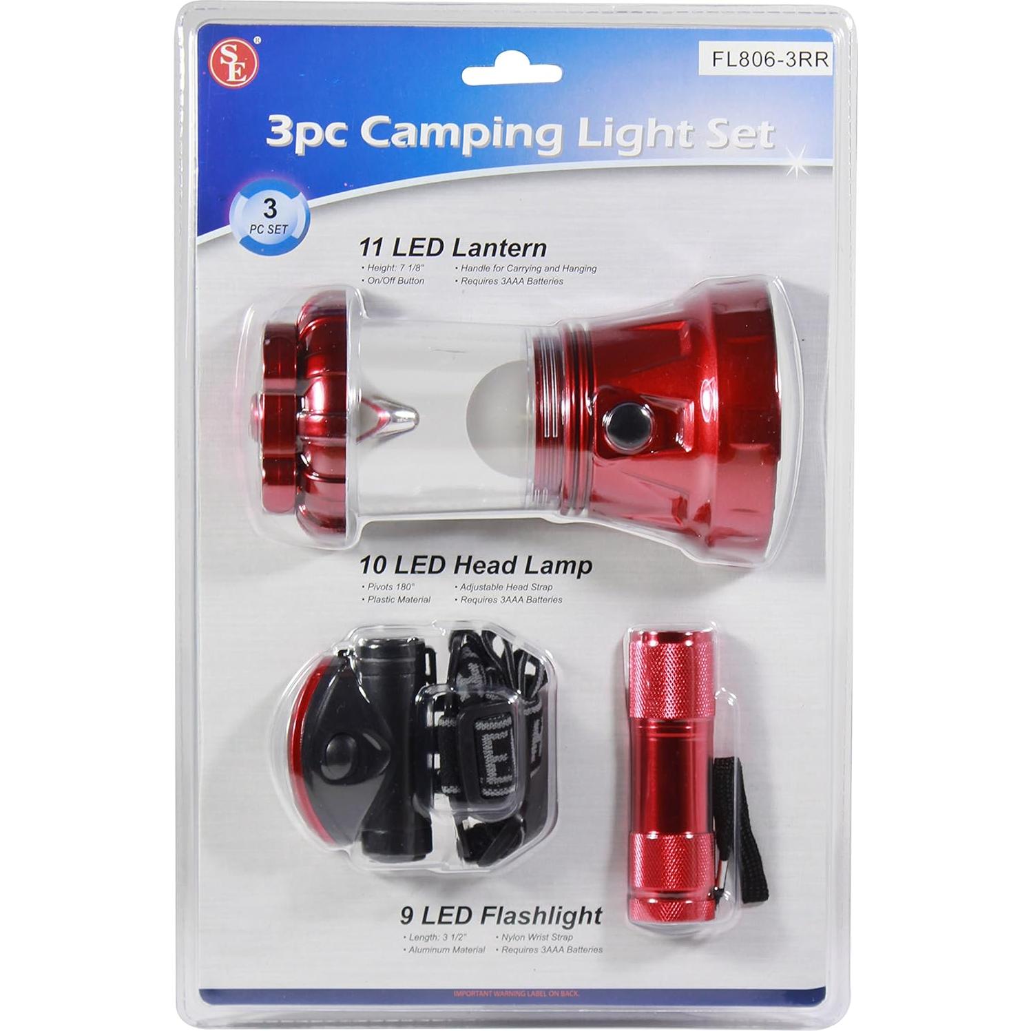 Conjunto de luces de camping SE FL806-3RR - 3 piezas LED