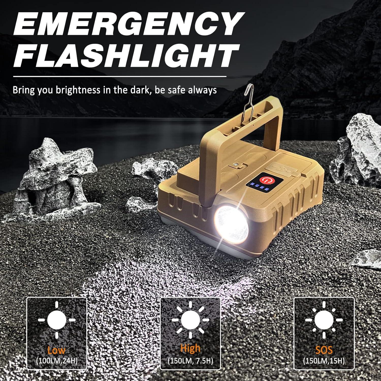 Linterna de Camping DIBMS 2 en 1 Recargable USB 300LM 4 Piezas