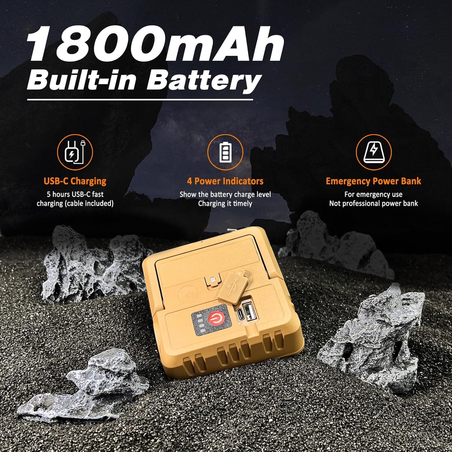 Linterna de Camping DIBMS 2 en 1 Recargable USB 300LM 4 Piezas