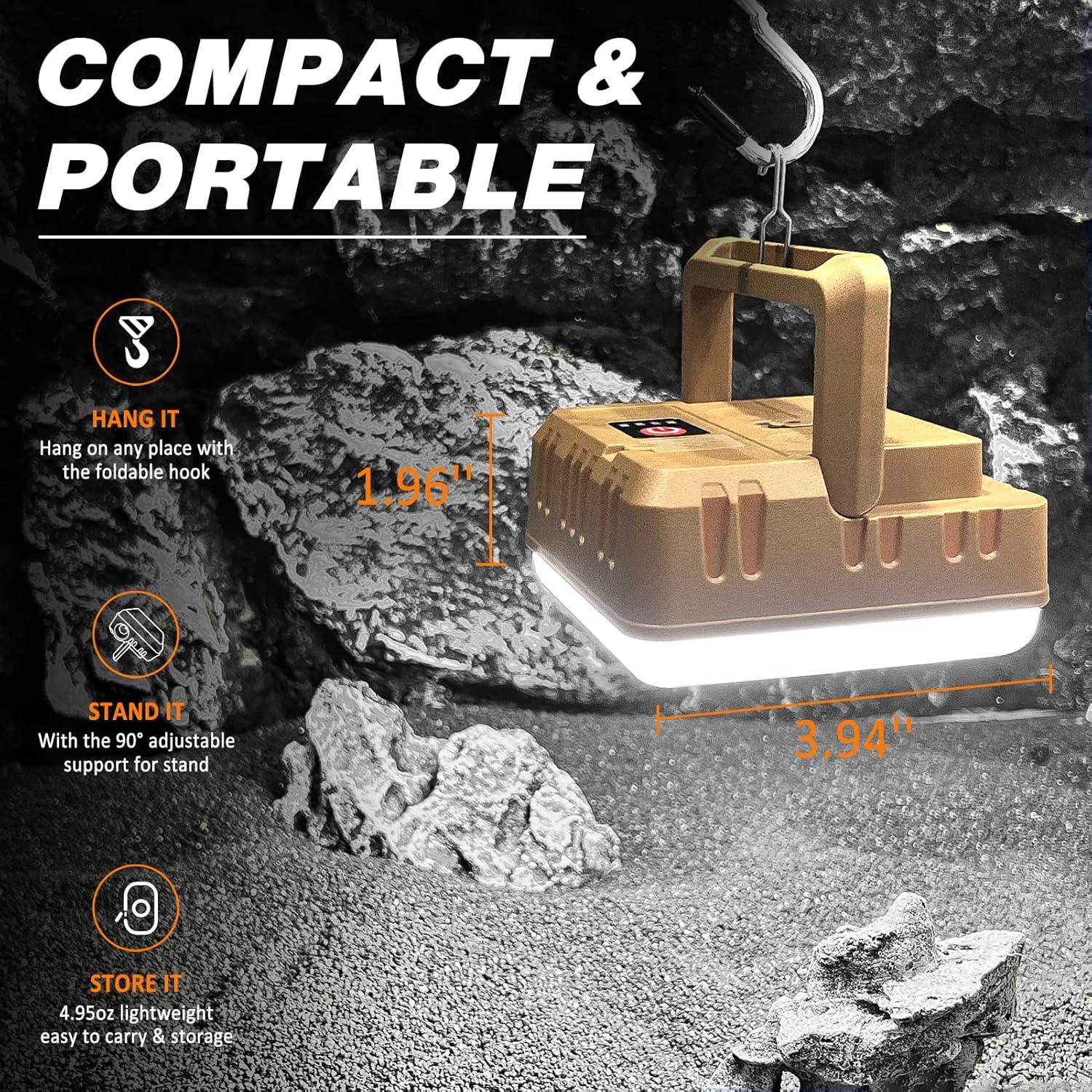 Linterna de Camping DIBMS 2 en 1 Recargable USB 300LM 4 Piezas