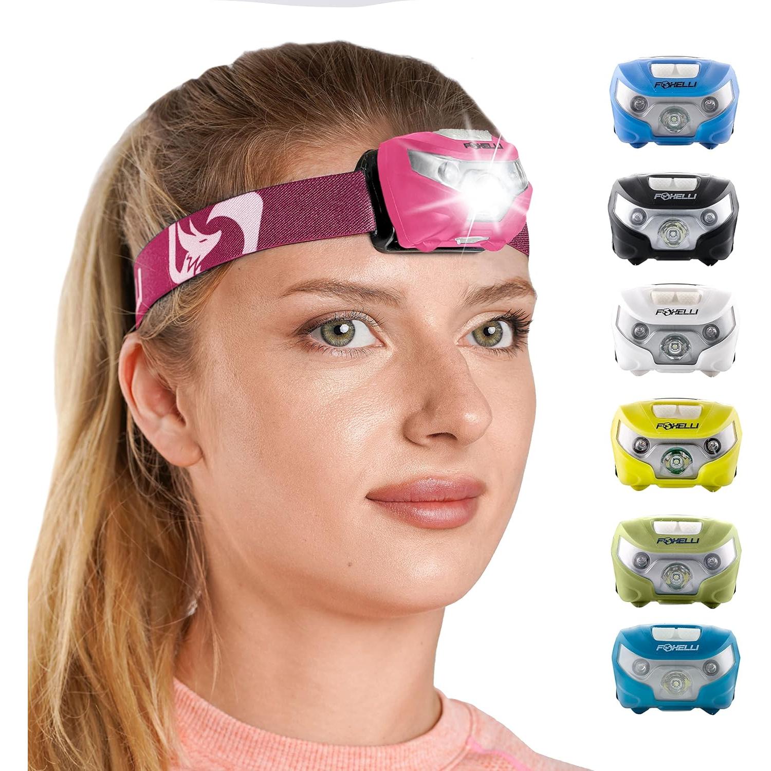 Linterna Frontal LED Foxelli MX10 Rosa Neón 160 Lúmenes