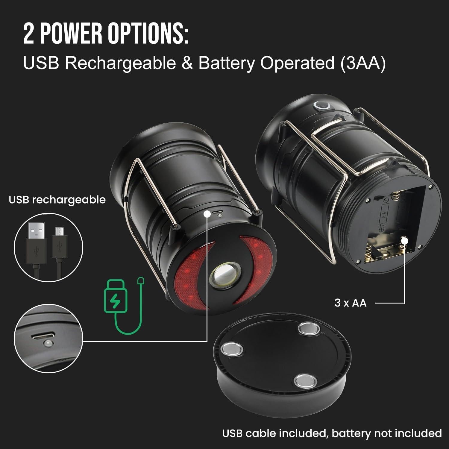 Linternas de Camping Lichamp 2 en 1 Recargables 300 Lúmenes