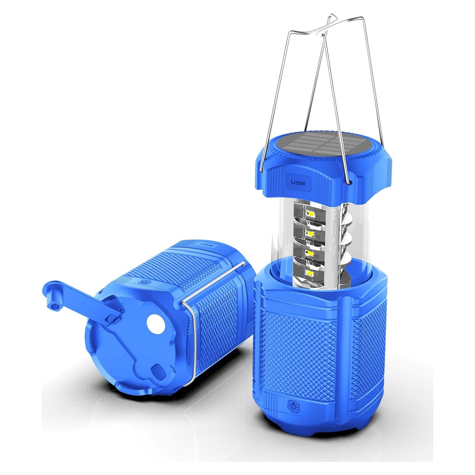 Linterna de Camping LED Solar Manivela 5000mAh Azul