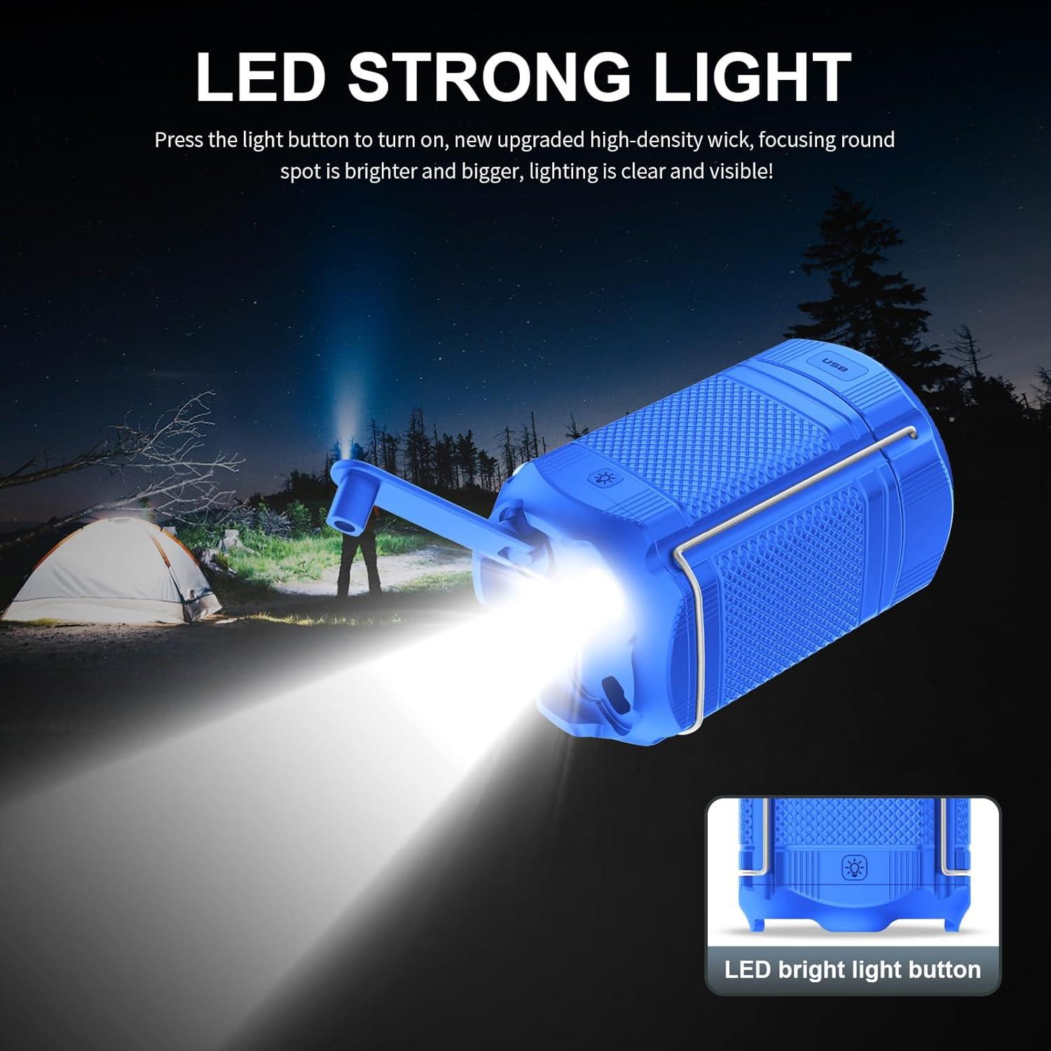 Linterna de Camping LED Solar Manivela 5000mAh Azul