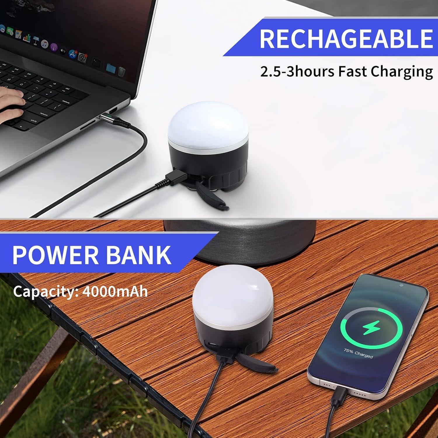 Linterna de Camping LED Recargable Dengfire 1000LM 4000mAh