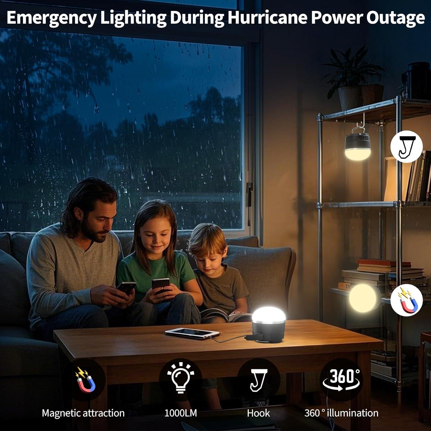 Linterna de Camping LED Recargable Dengfire 1000LM 4000mAh