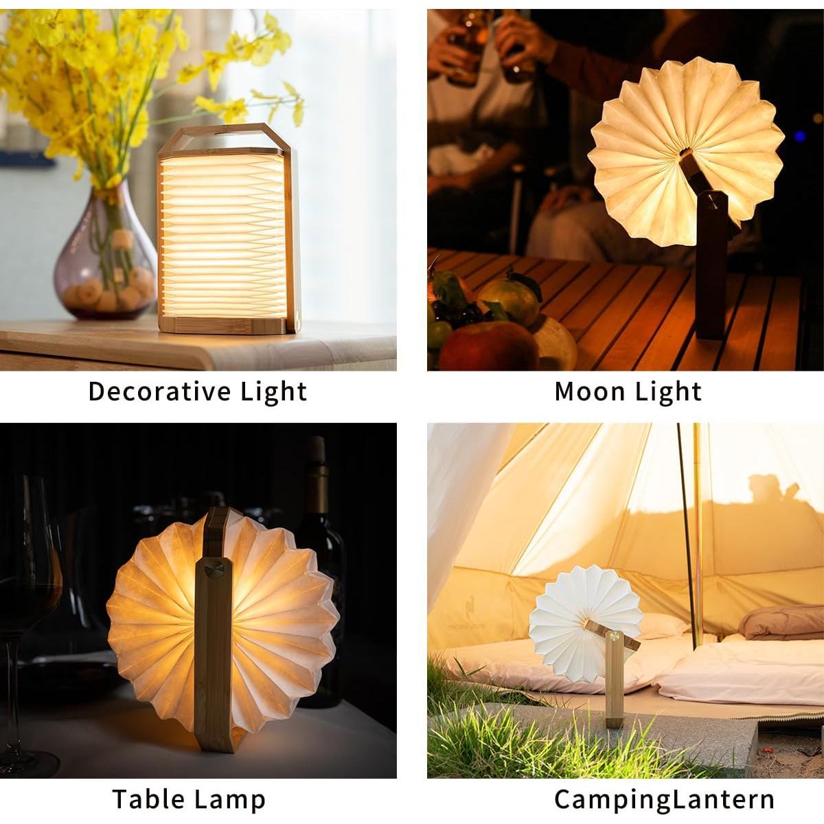 Lámpara de Bambú Plegable ZBOLE - Linterna Recargable USB 3W