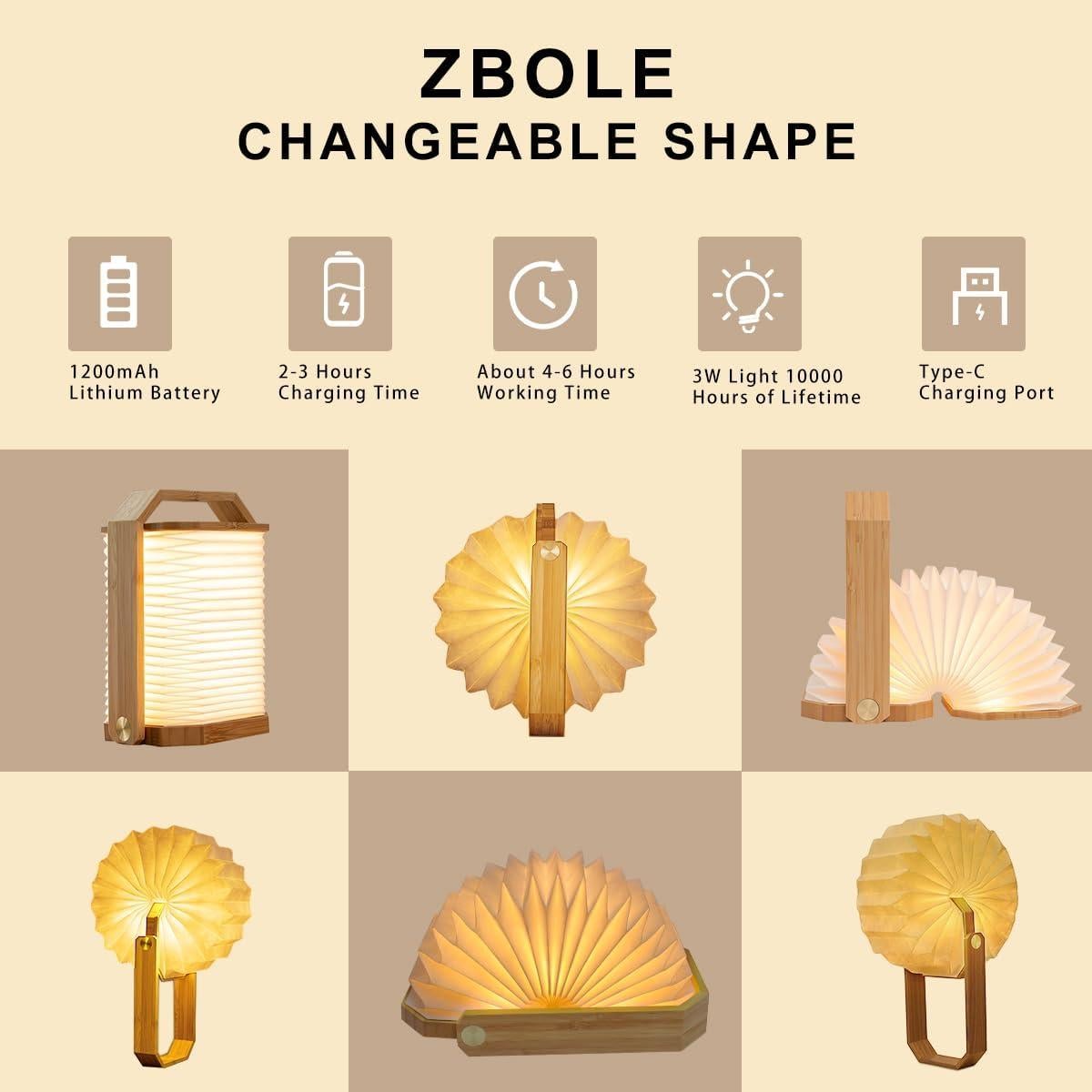Lámpara de Bambú Plegable ZBOLE - Linterna Recargable USB 3W