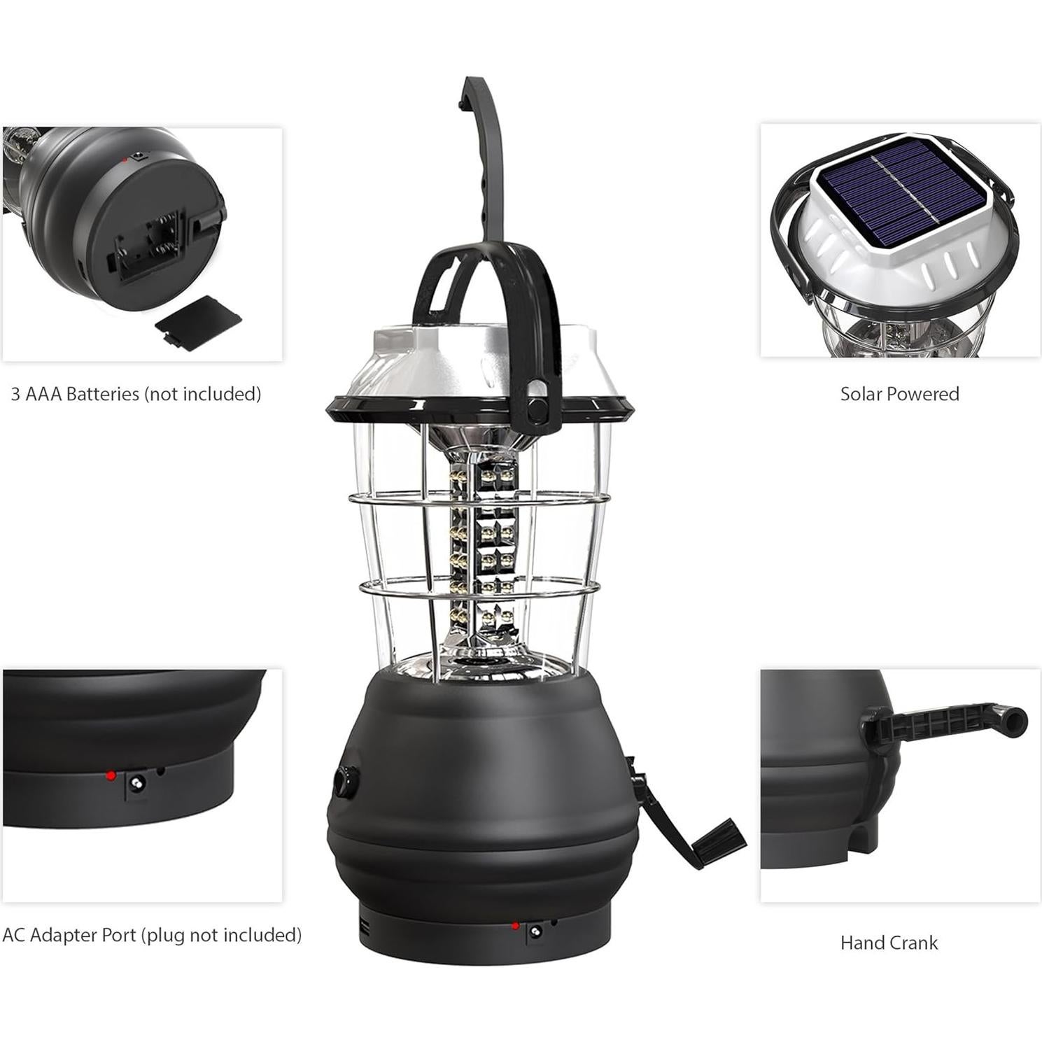 Linterna Solar y Dynamo Whetstone 180 Lúmenes Recargable
