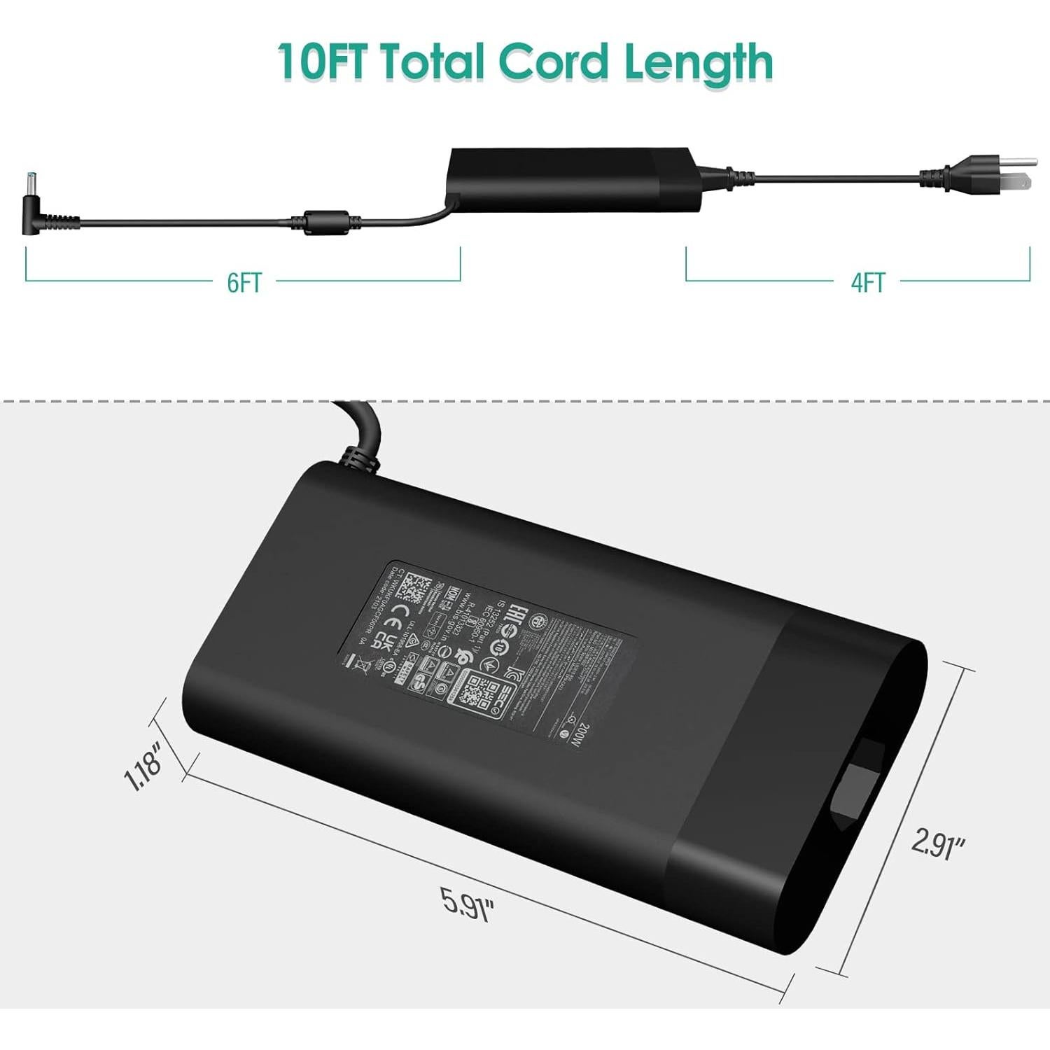 Cargador de Laptop MOLIDZ 200W Compatible con HP Omen Zbook