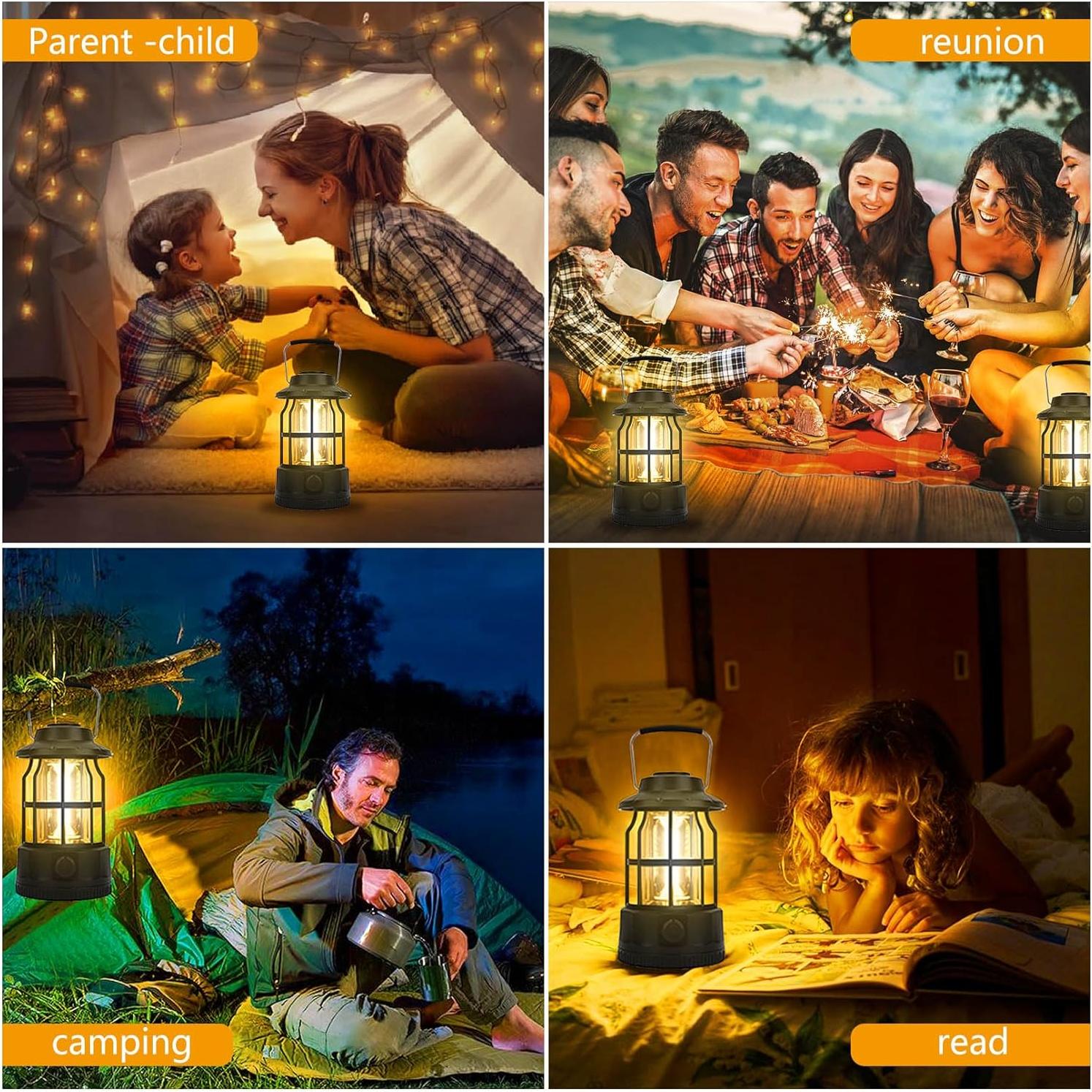 Linterna de Camping Recargable JAMISAY Vintage IPX4 250 Lúmenes