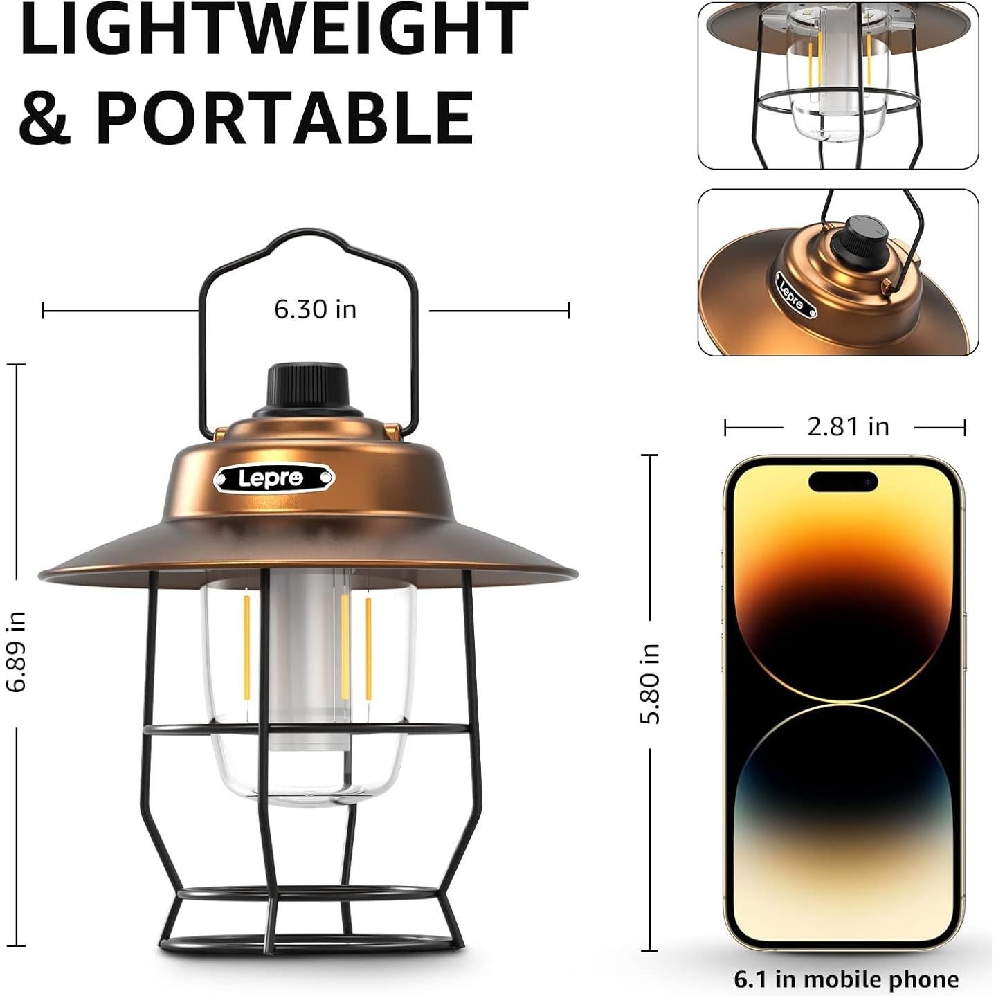 Linterna de Camping LED Lepro Vintage Recargable 450LM