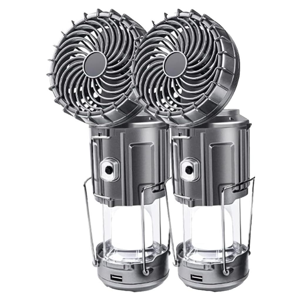 Linterna Solar JINWEN con Ventilador 2 en 1, 330g, 3 Fuentes