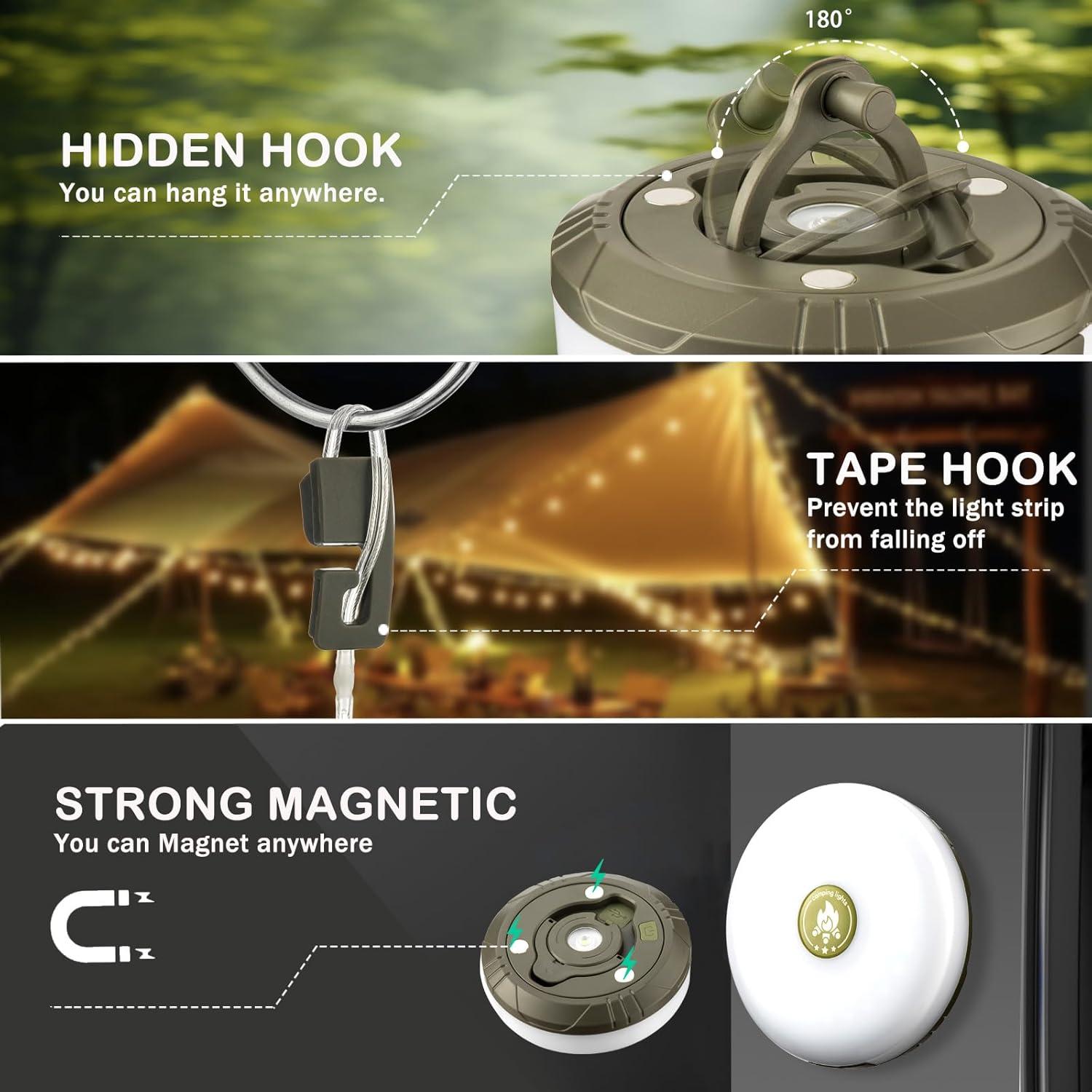 Luces de Cuerda Sutaig 4 en 1 para Camping 10m Impermeables