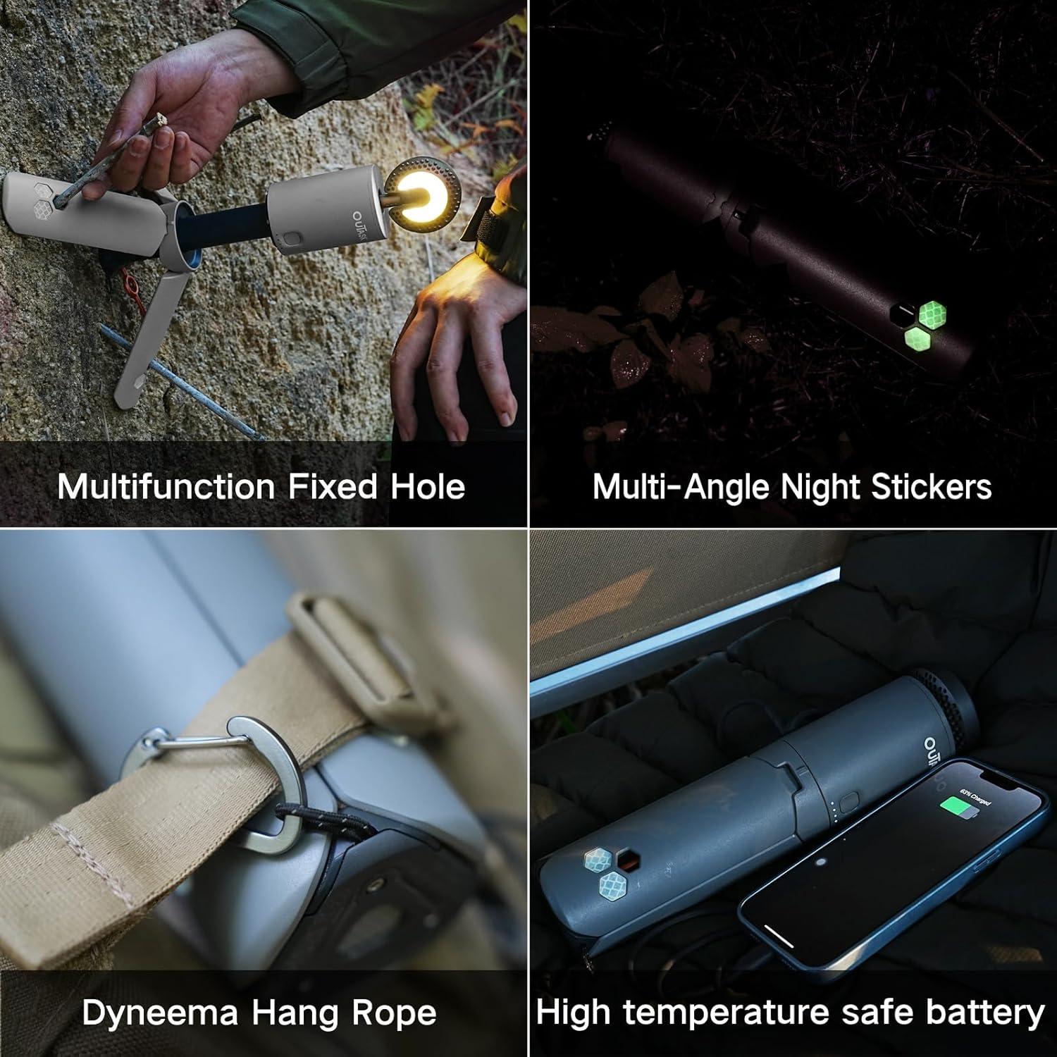 Lámpara de Camping Telescópica Outask Verde Militar 12000mAh