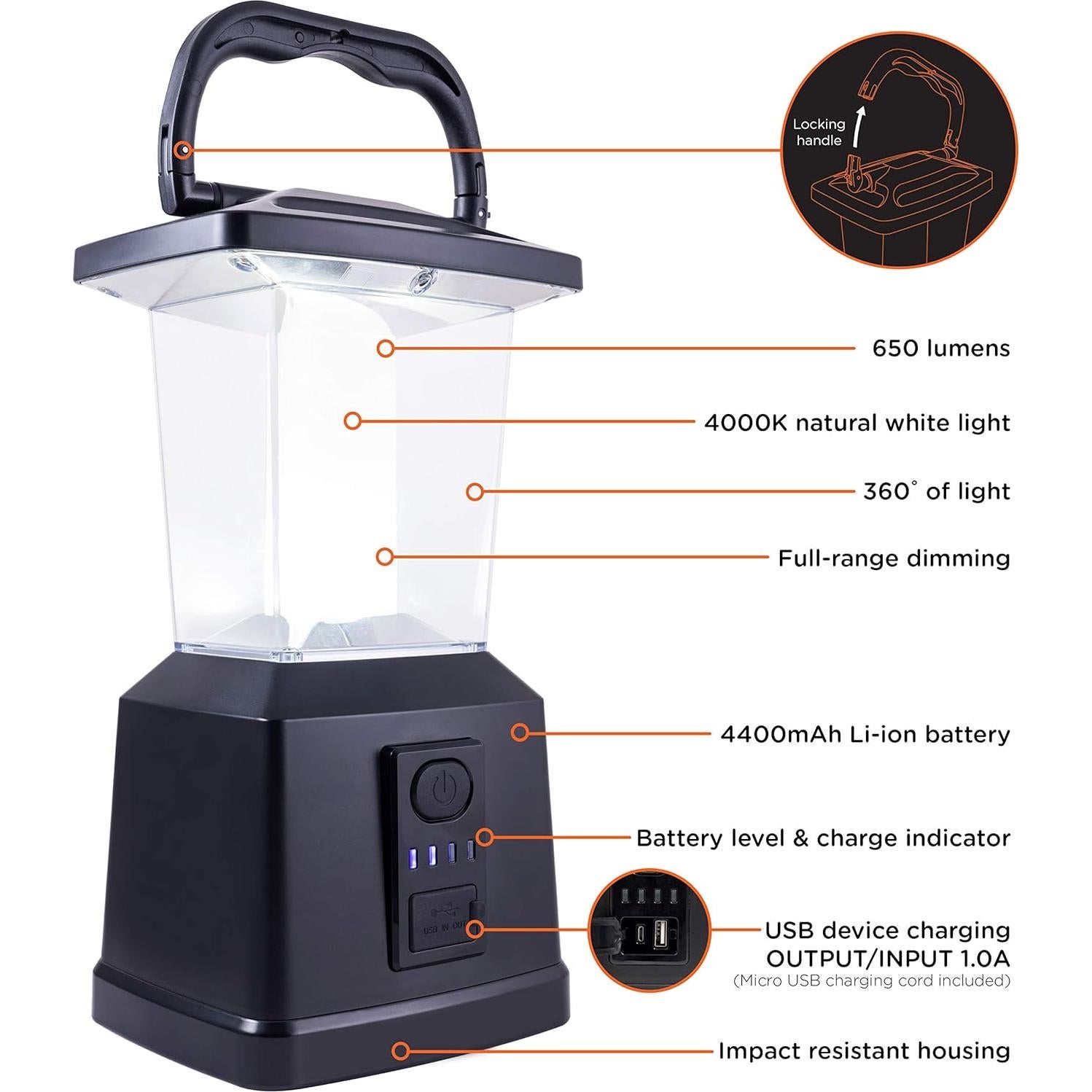Linterna de Camping LED Enbrighten Recargable 650 Lúmenes