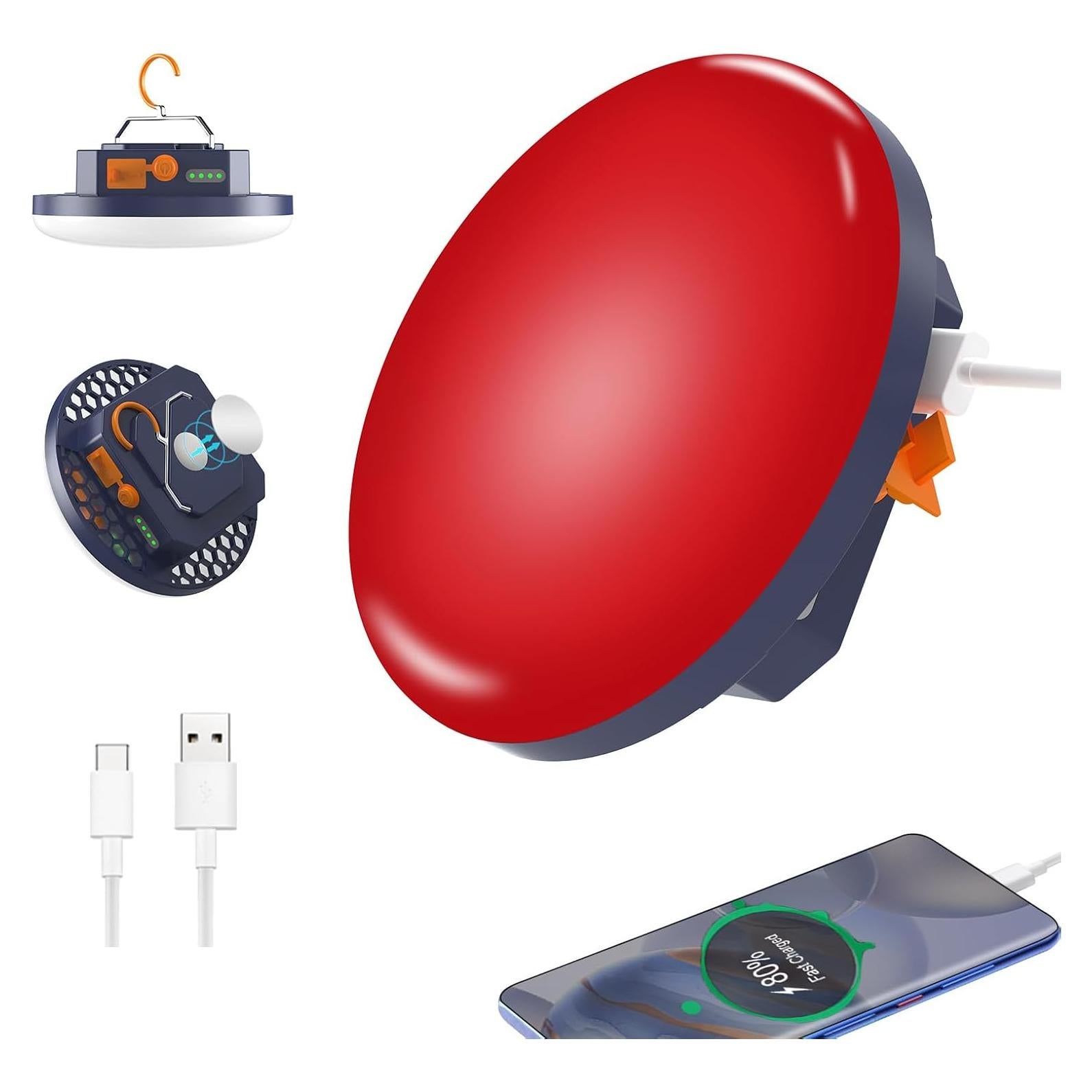 Lámpara de Camping Recargable ZM-8714 10000mAh 3000LM Roja