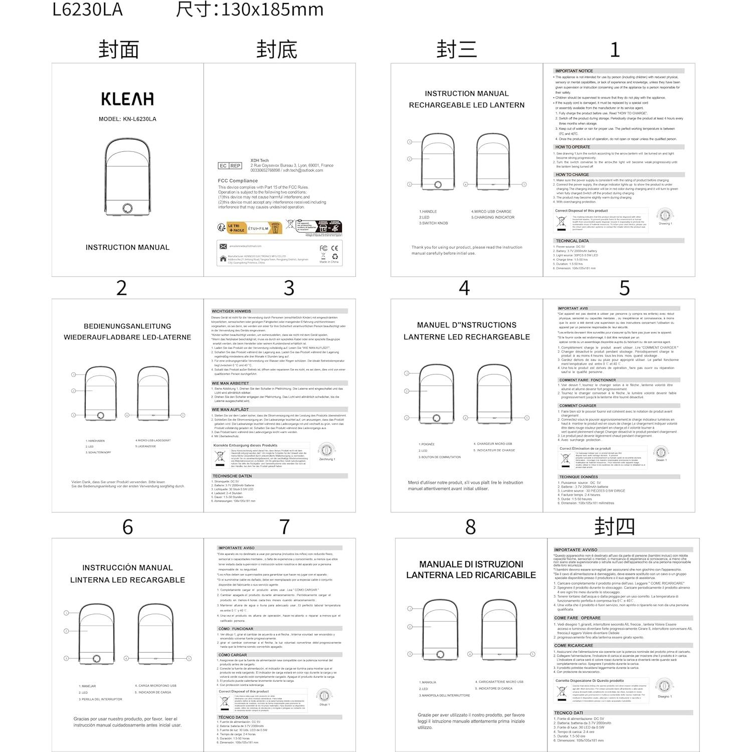 Lámpara de Mesa Inalámbrica KLEAH LED 50hrs Azul