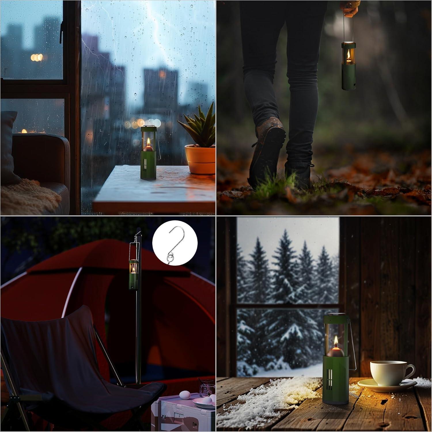 Lámpara de Vela Mini Verde NOMFIX - 15H Portátil para Emergencias