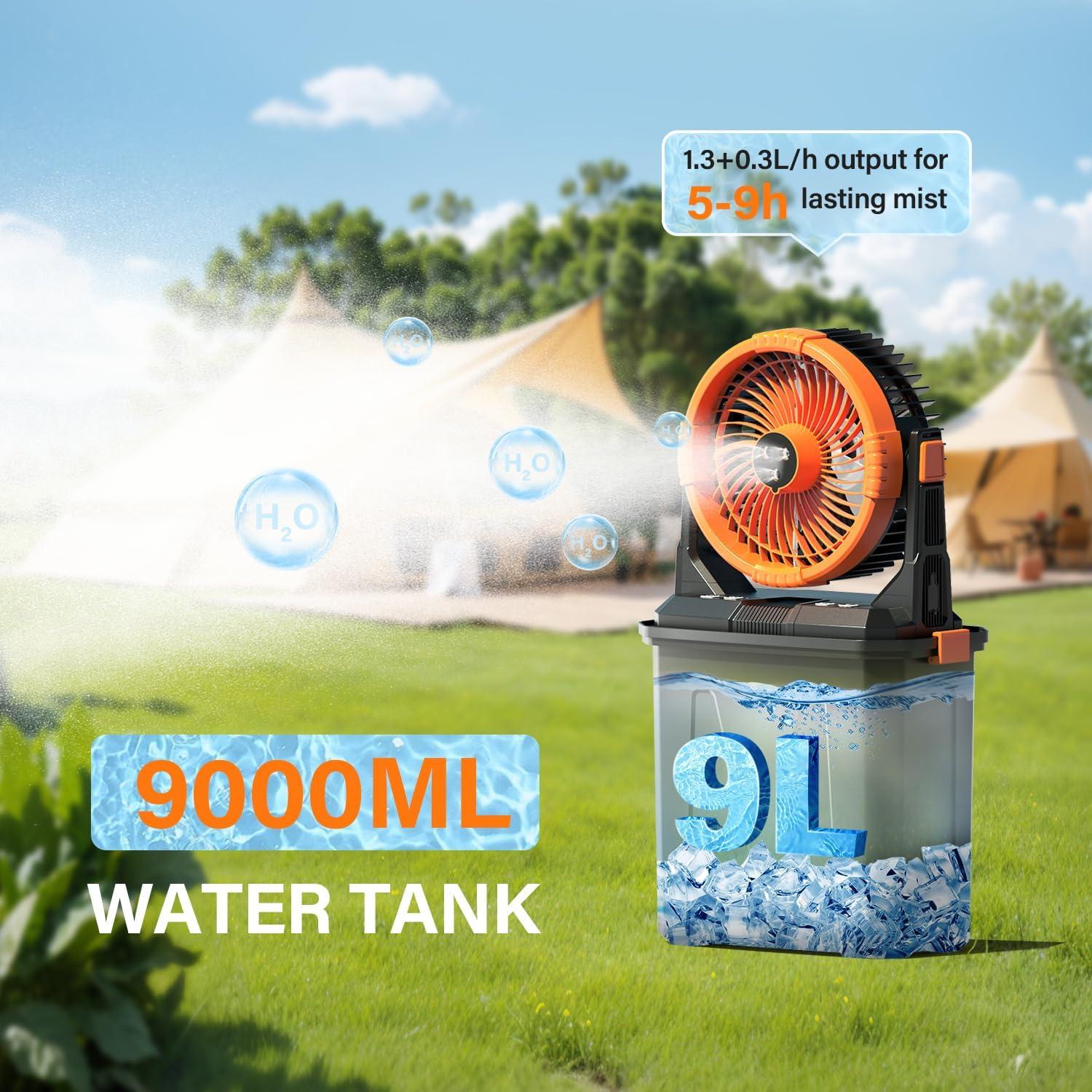 Ventilador de Camping CCGIRU A30 con Nebulizador y Linterna LED