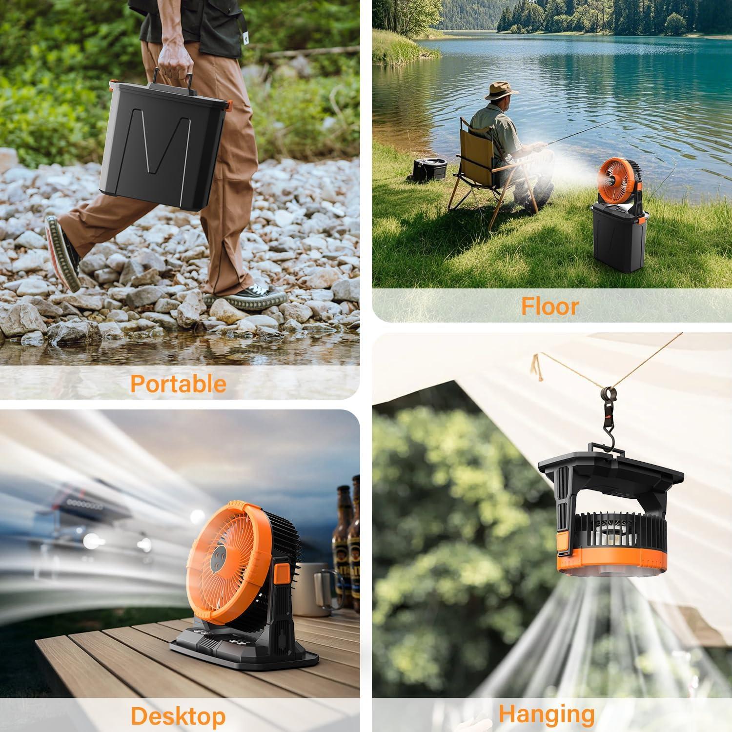 Ventilador de Camping CCGIRU A30 con Nebulizador y Linterna LED