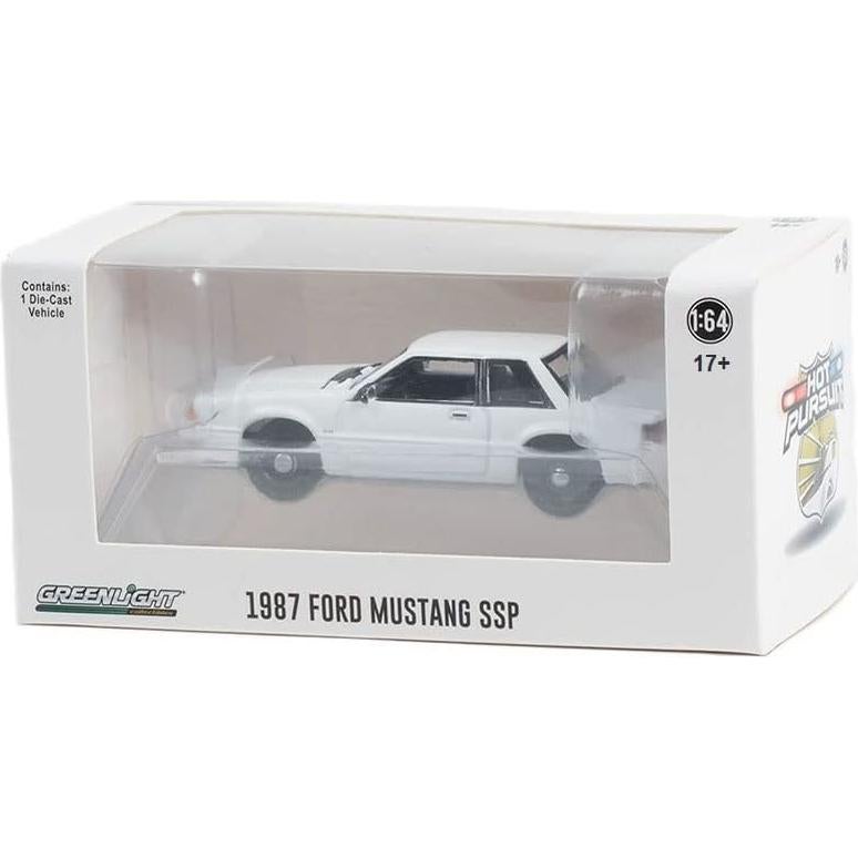 Greenlight 43008-N Hot Pursuit - 1987-93 Fox Body Mustang SSP Police - White (Hobby Exclusive) 1/64 Scale