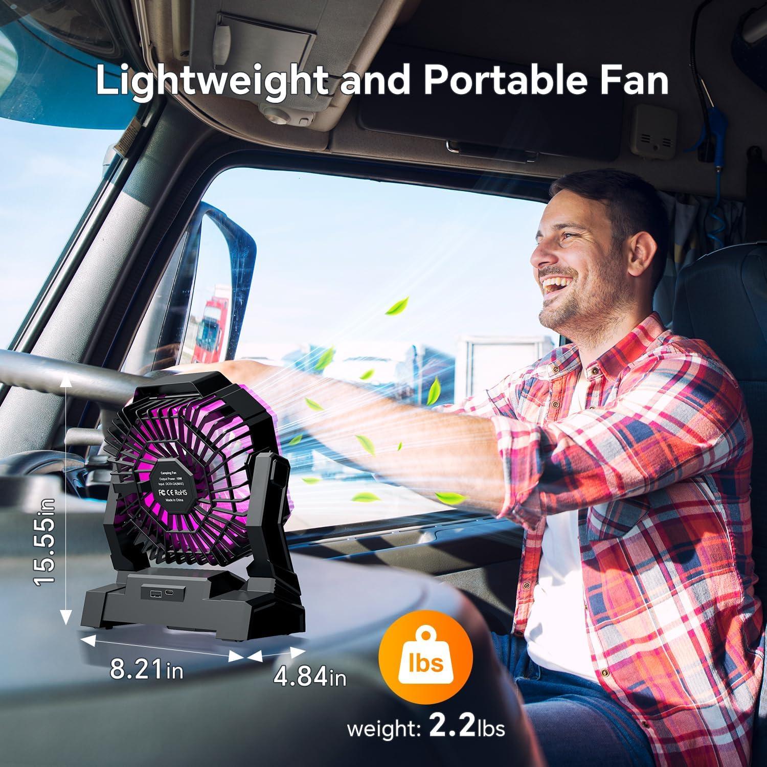 Ventilador de Camping Hiketrax Rosa 30000mAh con Linterna LED