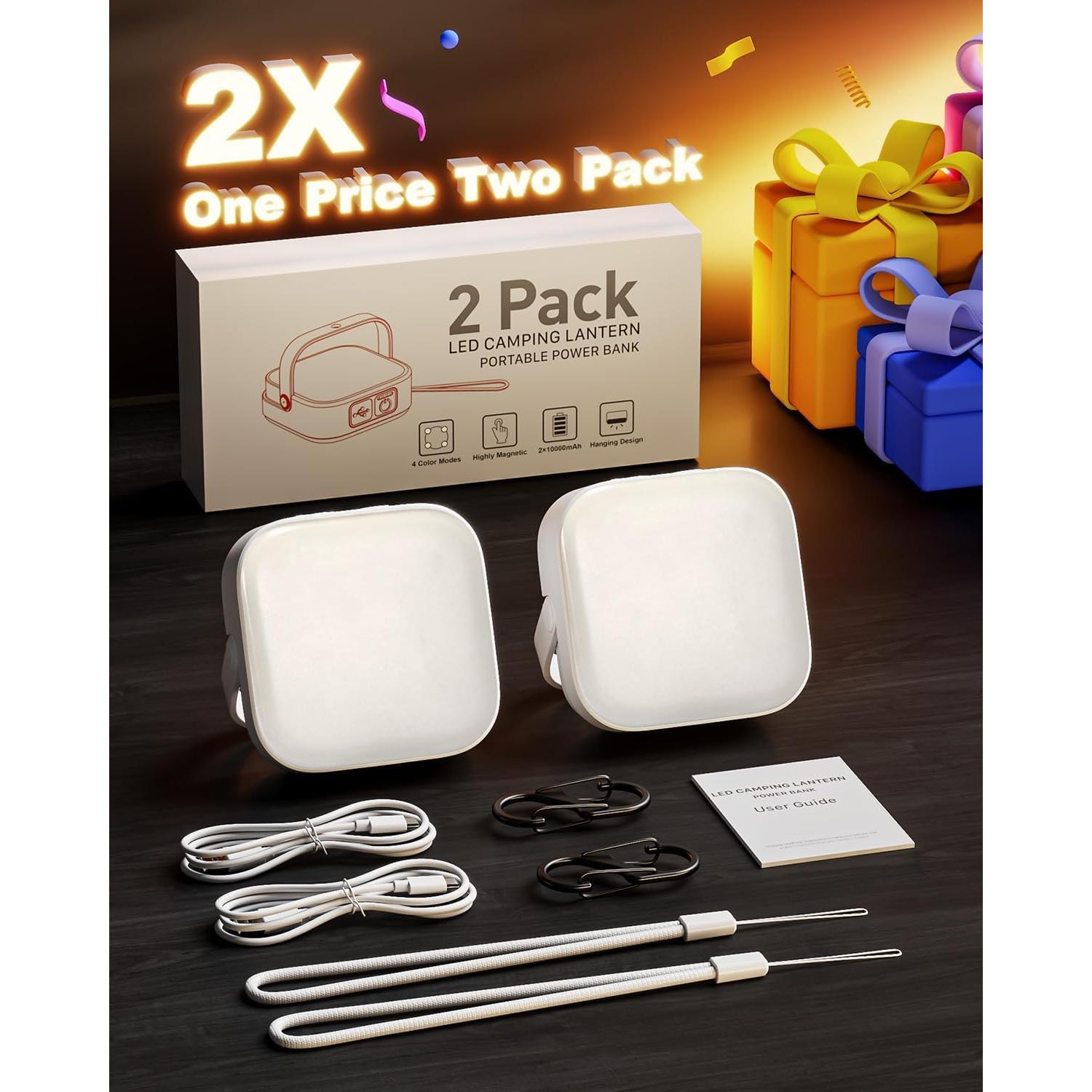 Eventek 2 Paquetes Linterna LED Camping Recargable IP65