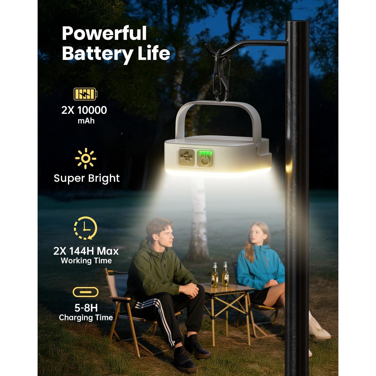 Eventek 2 Paquetes Linterna LED Camping Recargable IP65