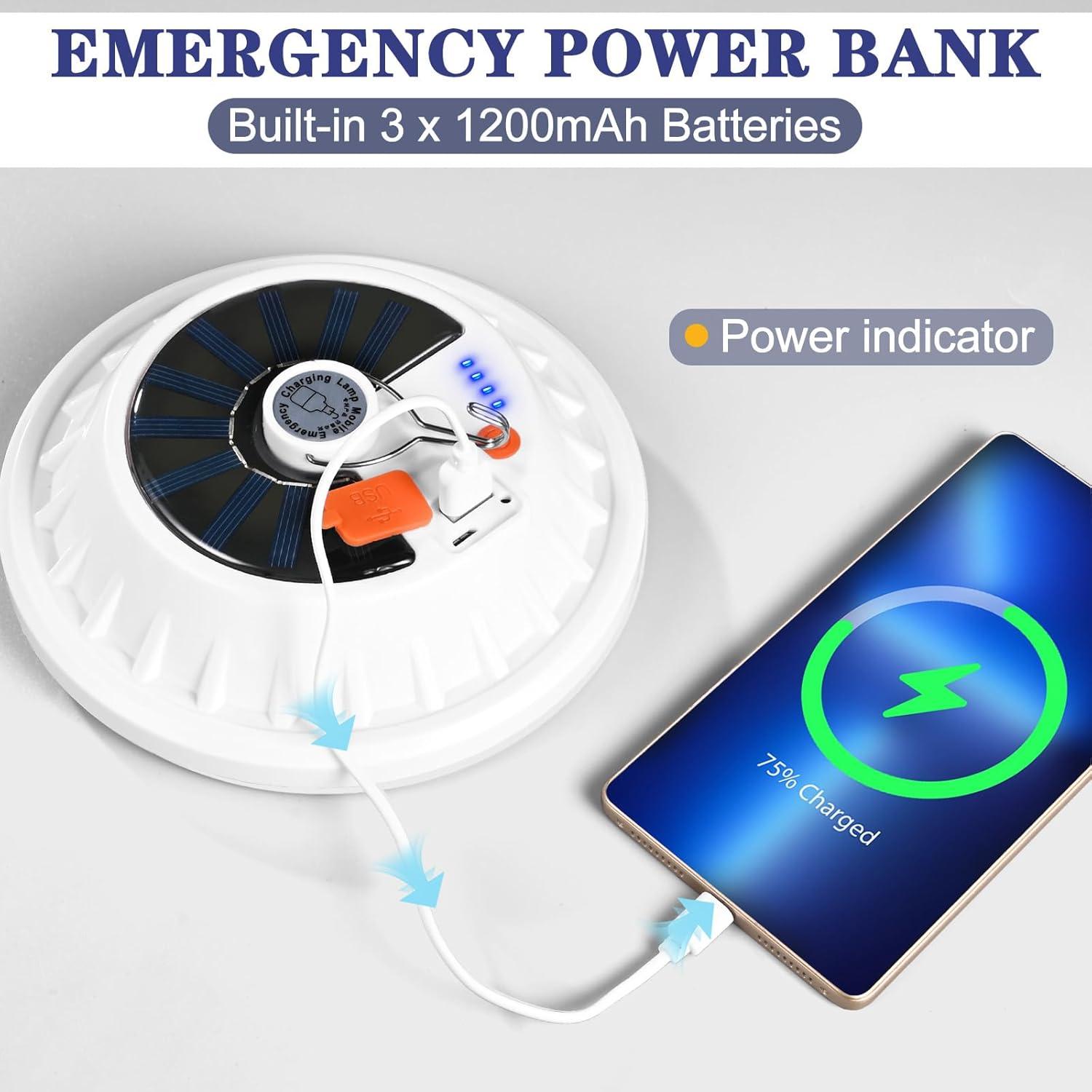 Paquete de 2 Linternas de Camping Solares Lembopo 4000LM IPX4