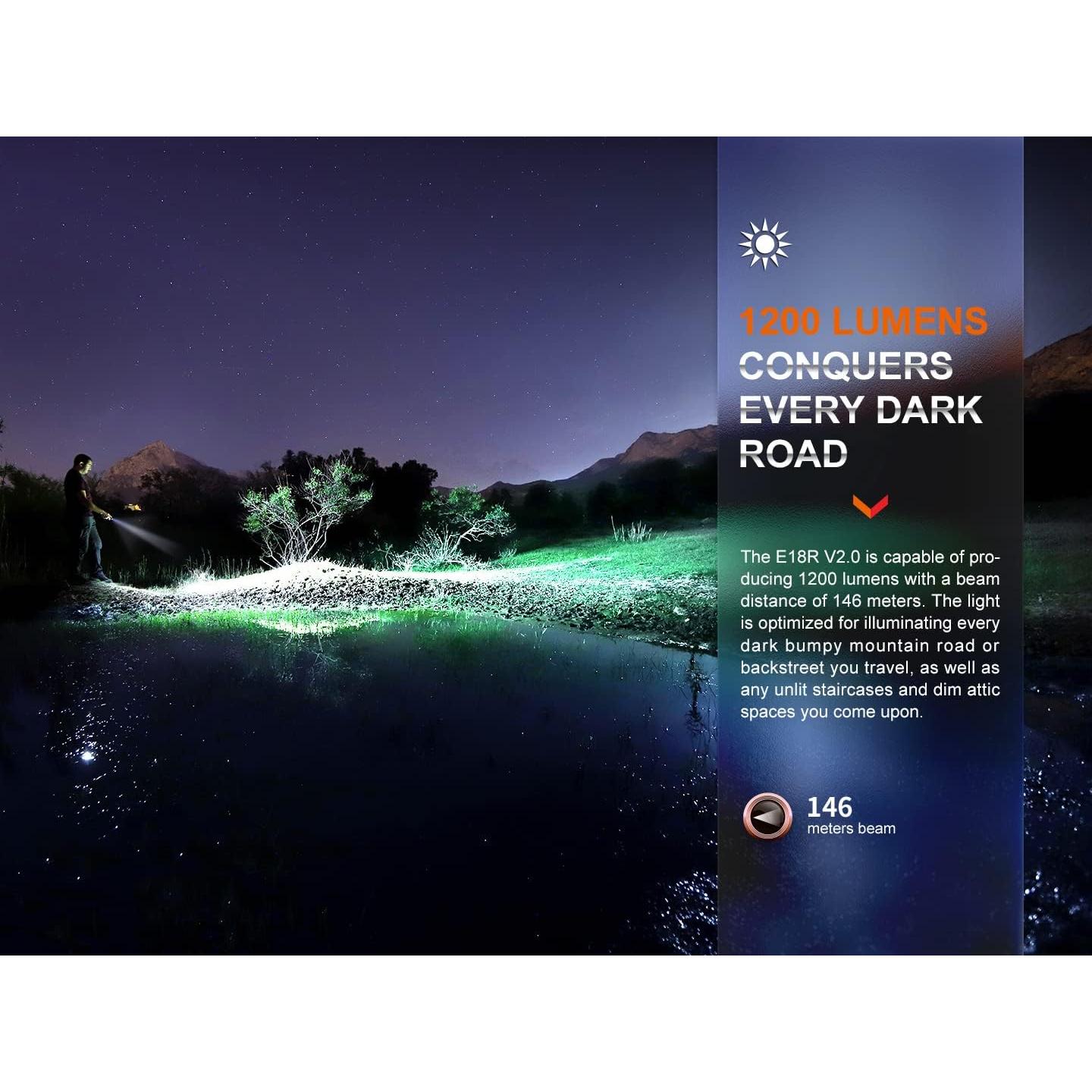 Linterna EDC Fenix E18R V2.0 1200 Lúmenes Recargable USB-C