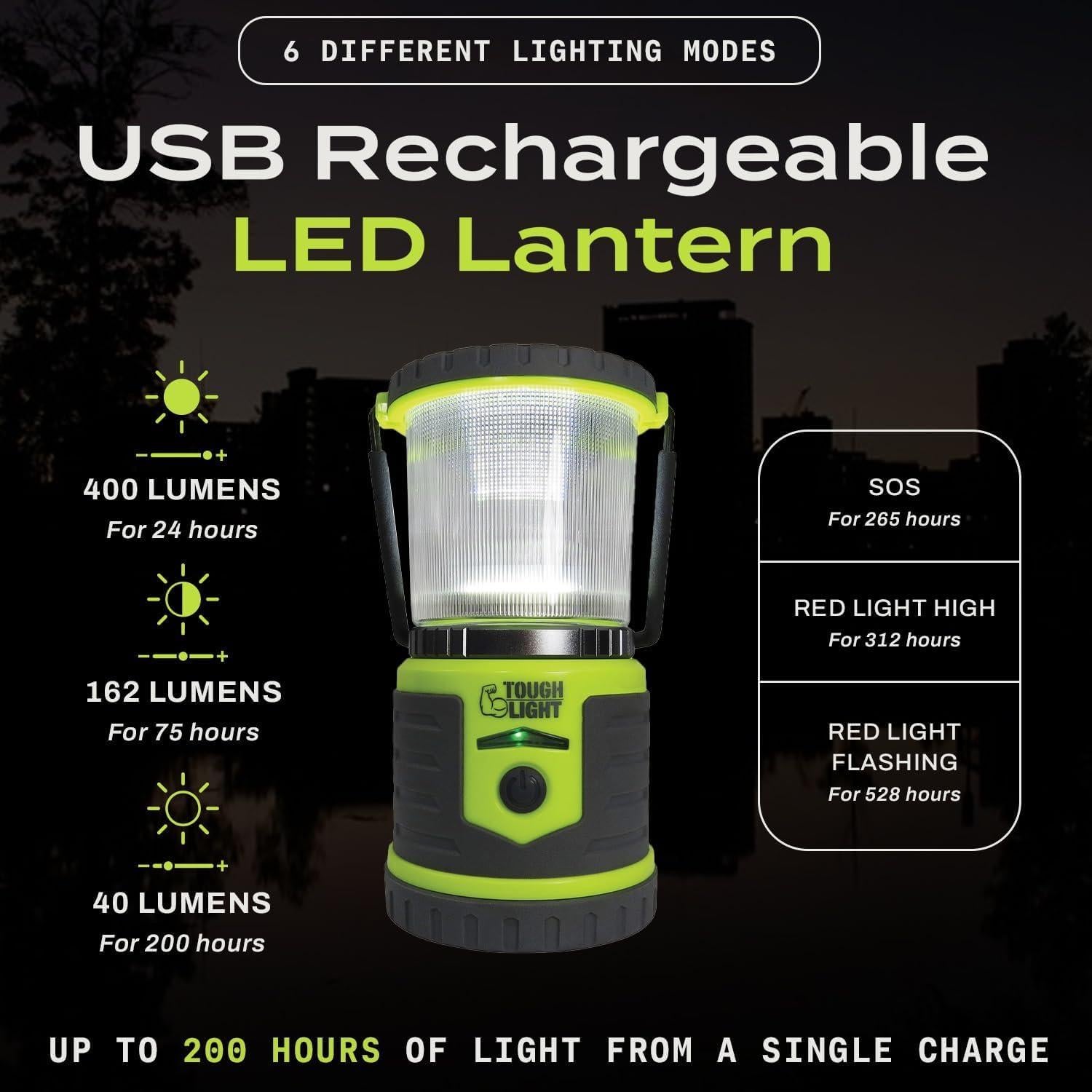 Linterna de Camping Tough Light 400 Lúmenes Recargable USB