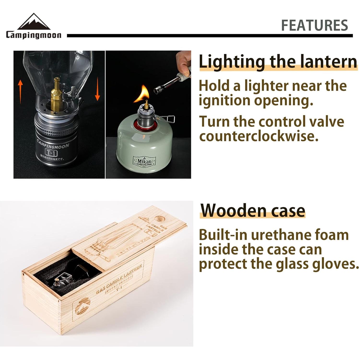 Linterna de Gas CAMPINGMOON T-1 para Camping con Estuche