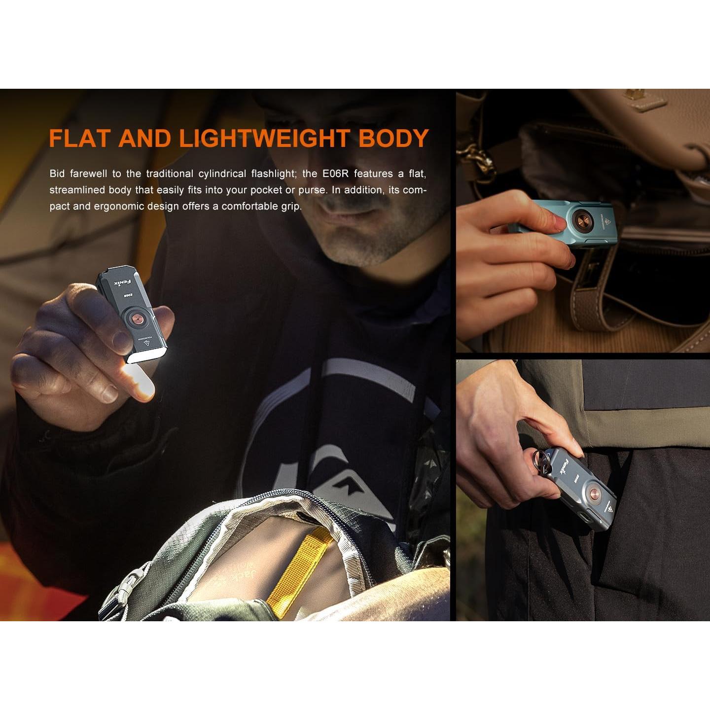 Linterna LED Fenix E06R 700 Lúmenes Recargable USB Gris