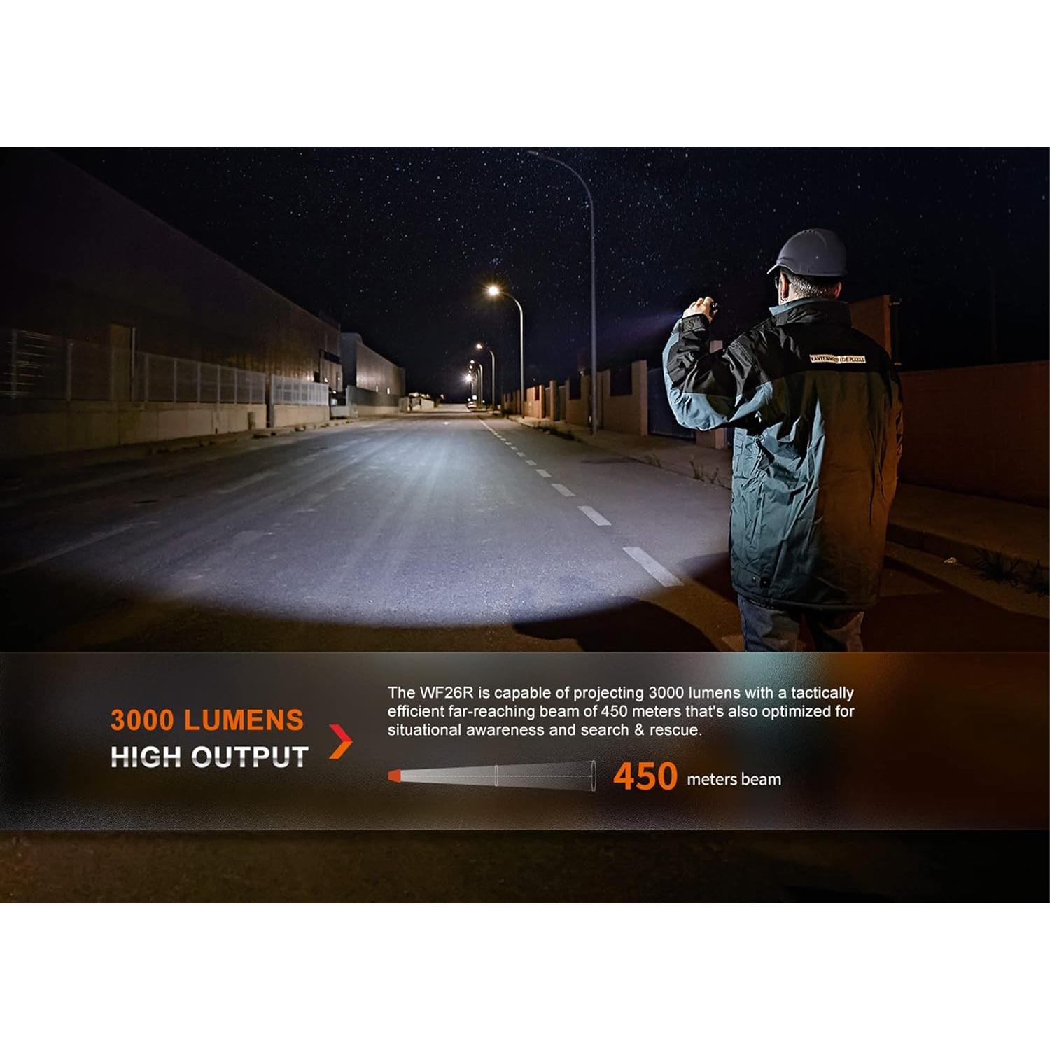 Linterna Fenix WF26R Recargable 3000 Lúmenes IP68