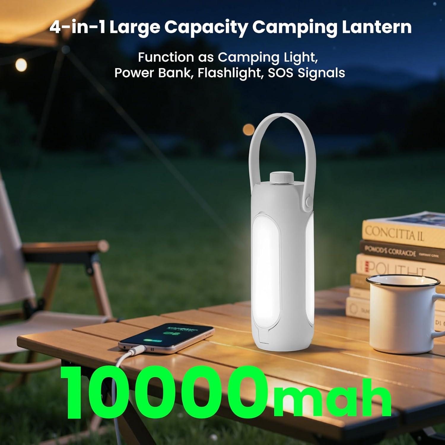 Linterna Multifuncional 4-en-1 Deqian 10000mAh LED Camping