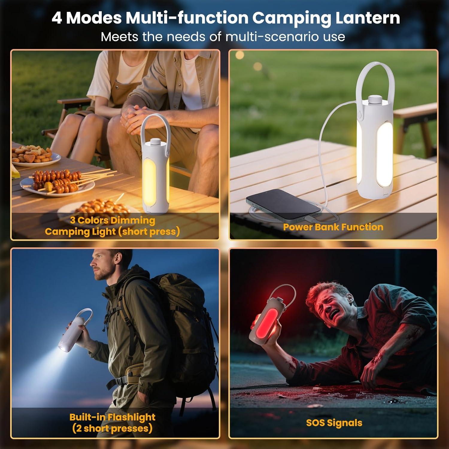 Linterna Multifuncional 4-en-1 Deqian 10000mAh LED Camping