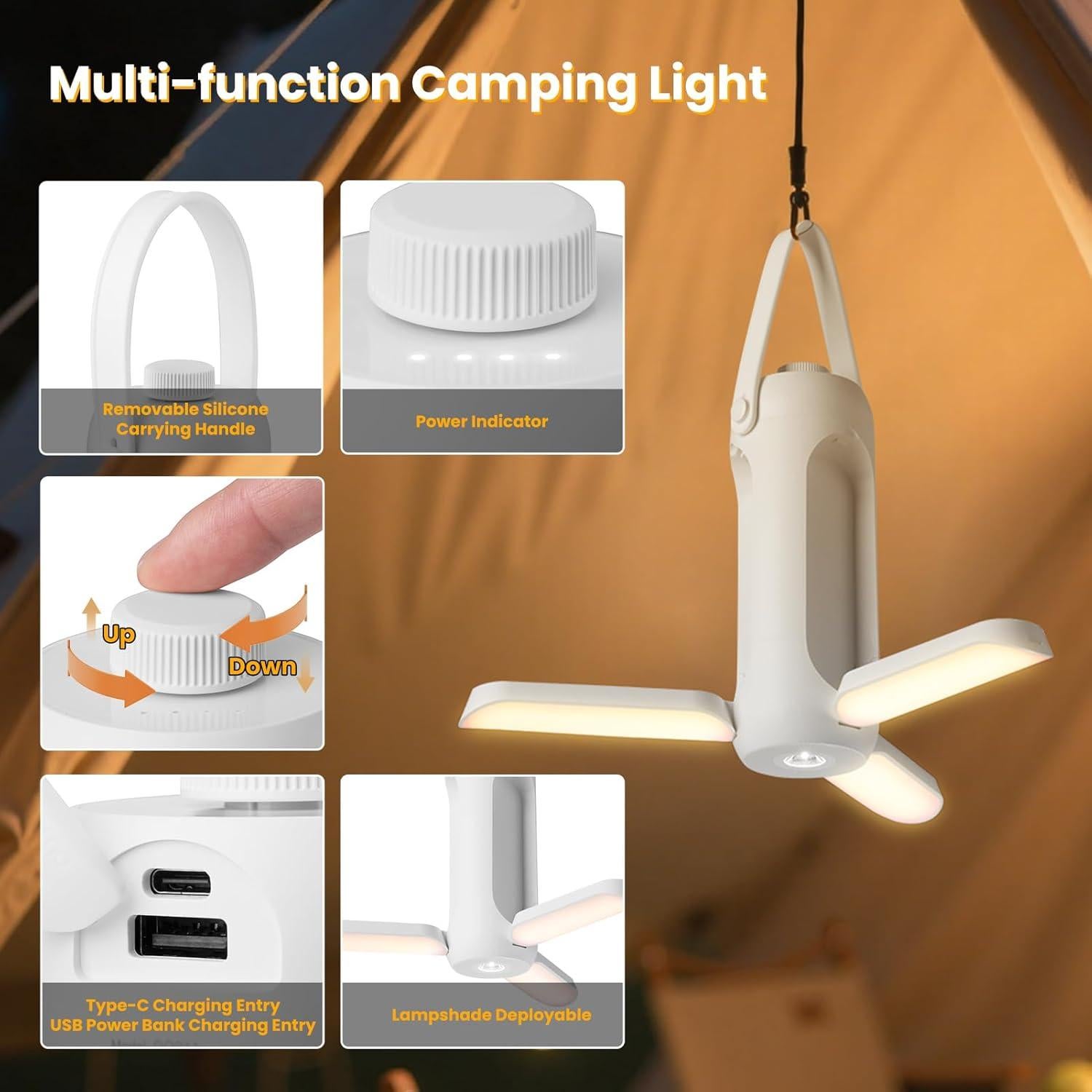 Linterna Multifuncional 4-en-1 Deqian 10000mAh LED Camping
