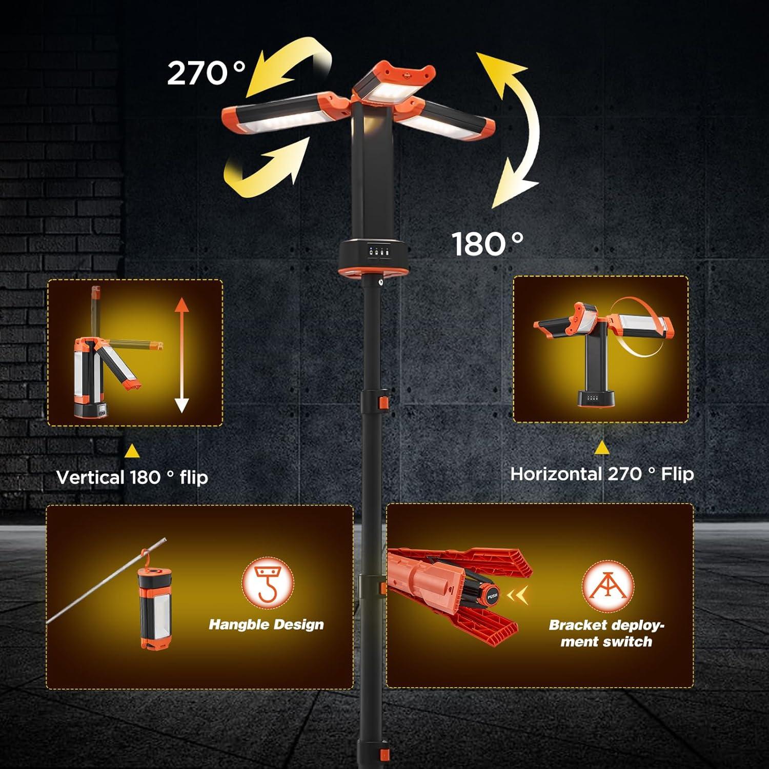 Luz de Camping Portátil MENDED con Trípode 185.9cm LED Recargable